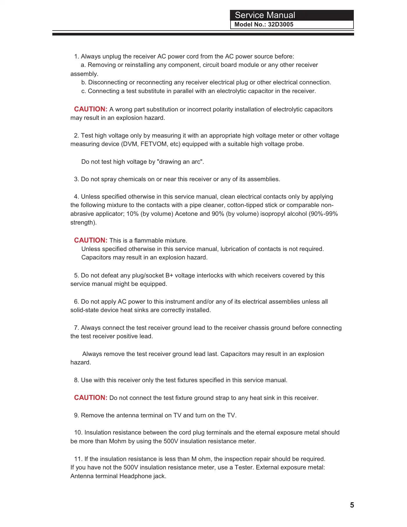 Haier 32D3005 Service Manual Manual pdf 6 page image