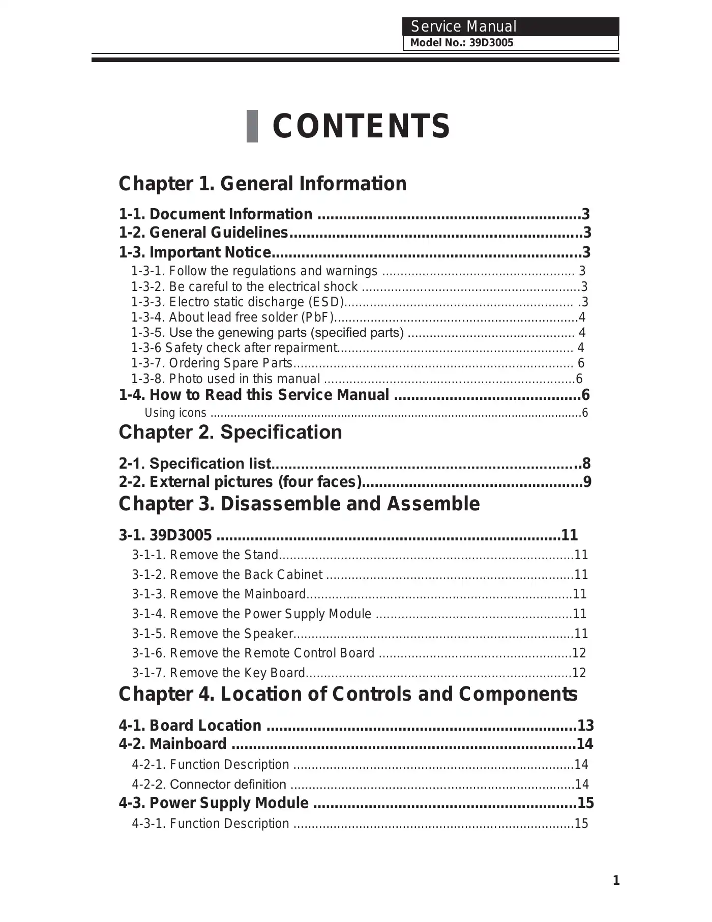 Haier 39D3005 Service Manual Manual pdf 2 page image