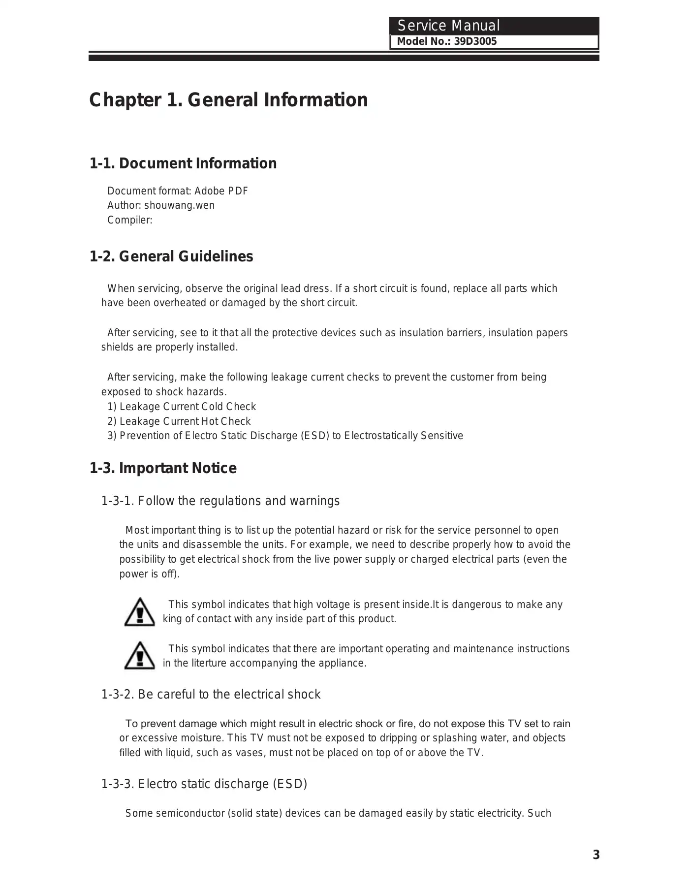 Haier 39D3005 Service Manual Manual pdf 4 page image