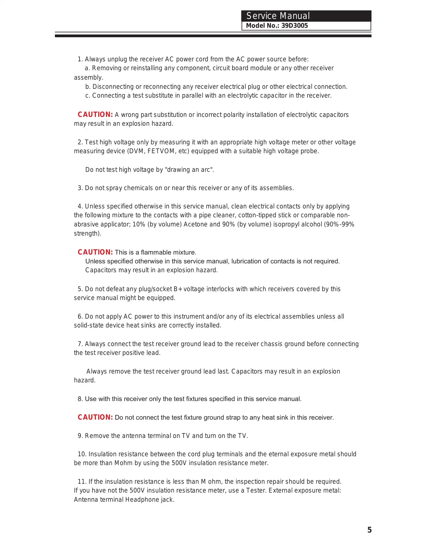 Haier 39D3005 Service Manual Manual pdf 6 page image