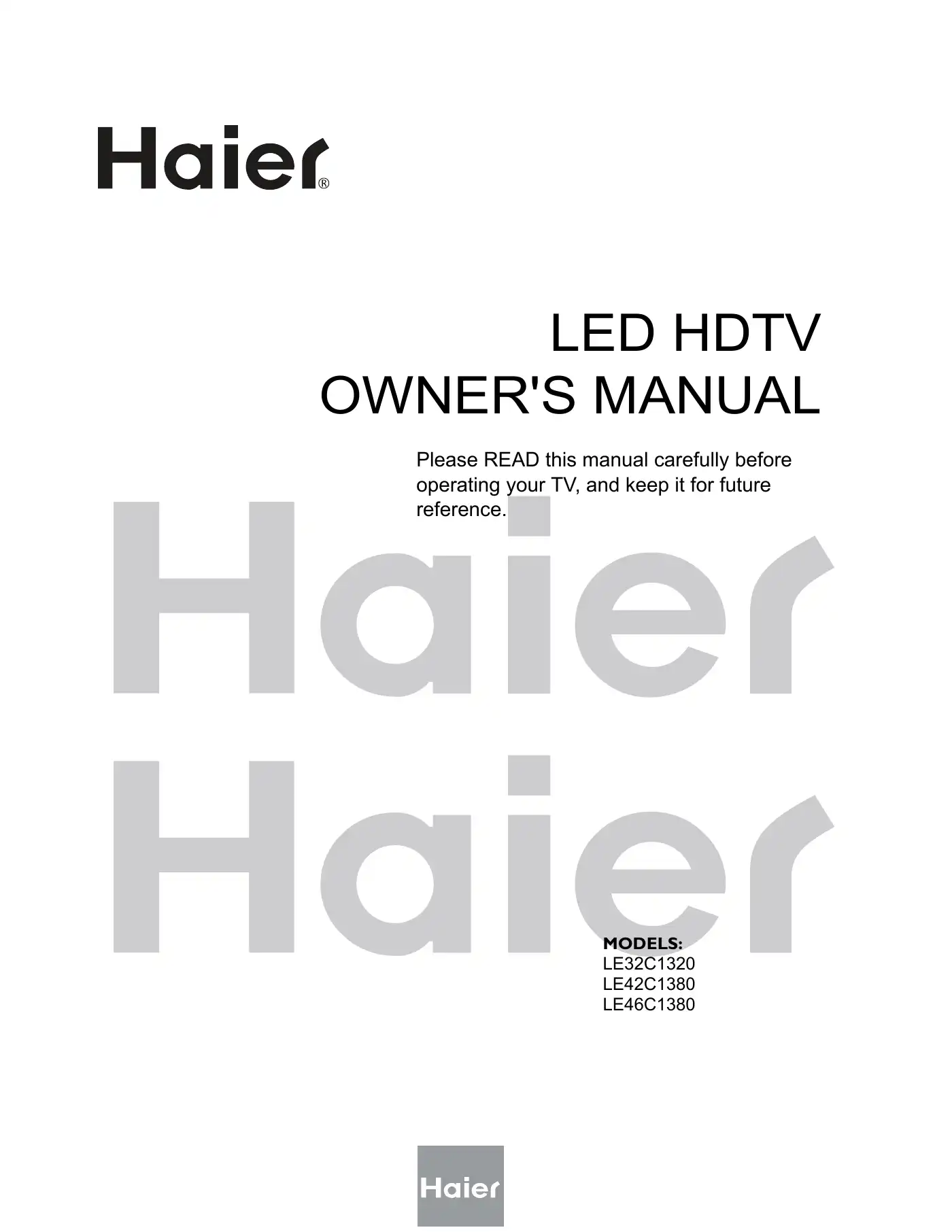 Haier LE32C1320 Owner's Manual Manual pdf 1 page image