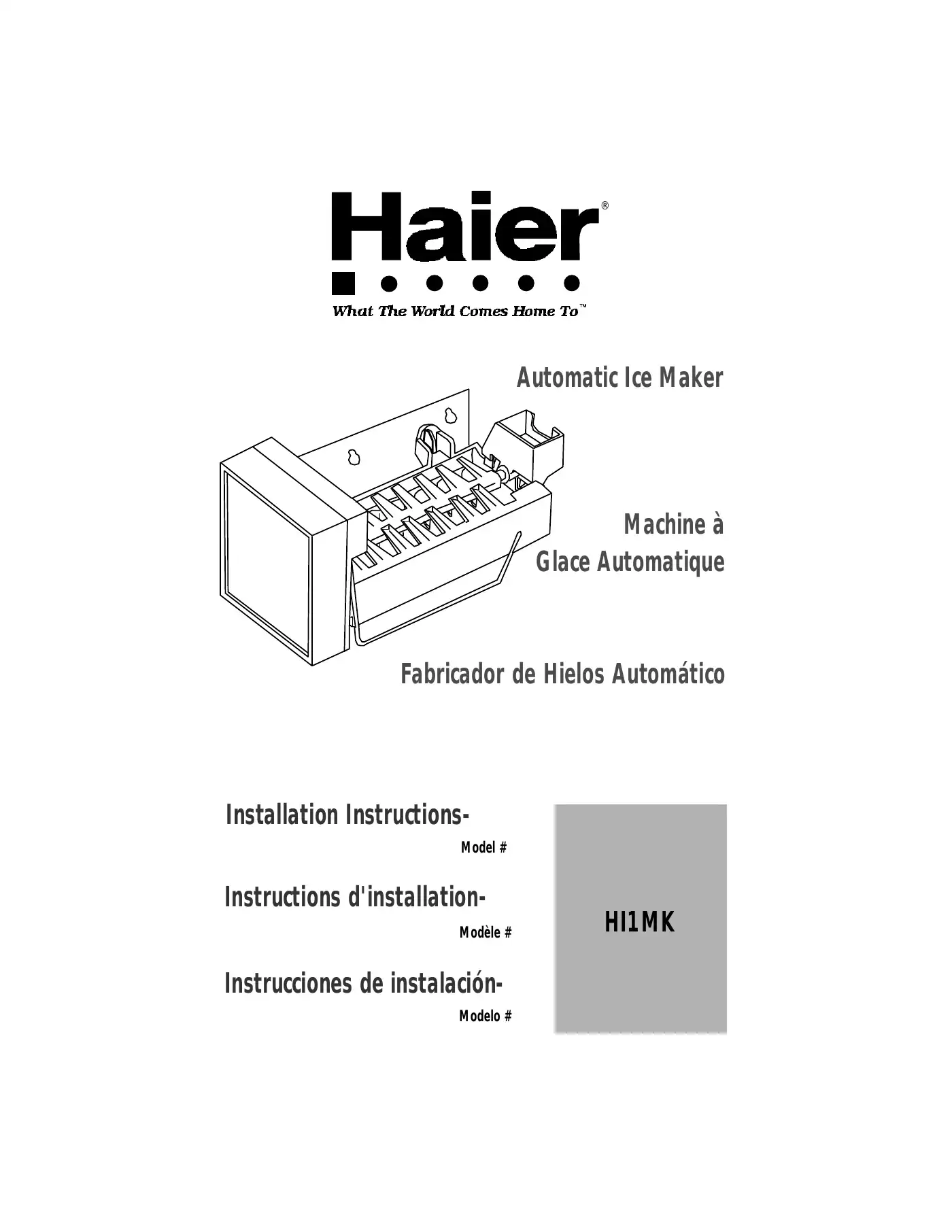 Haier HI1MK Installation Instructions Manual Manual pdf 1 page image