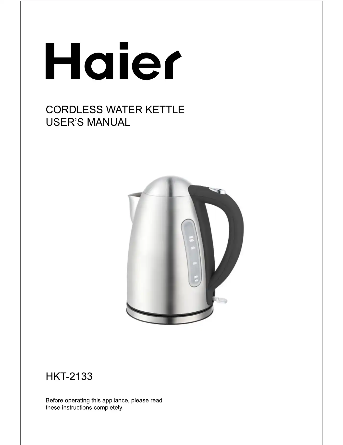Haier HKT-2133 User Manual Manual pdf 1 page image