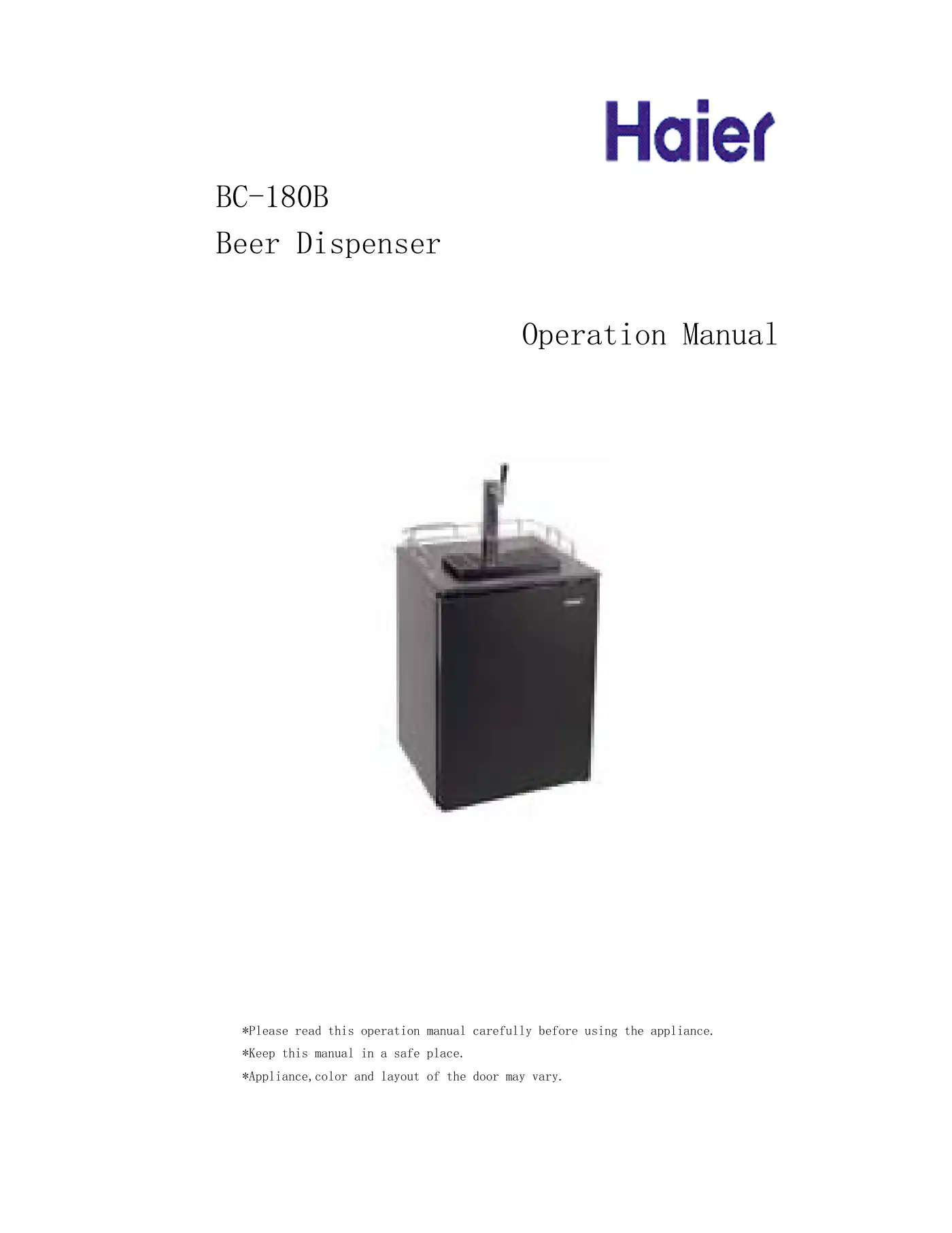 Haier BC-180B Operation Manual Manual pdf 1 page image