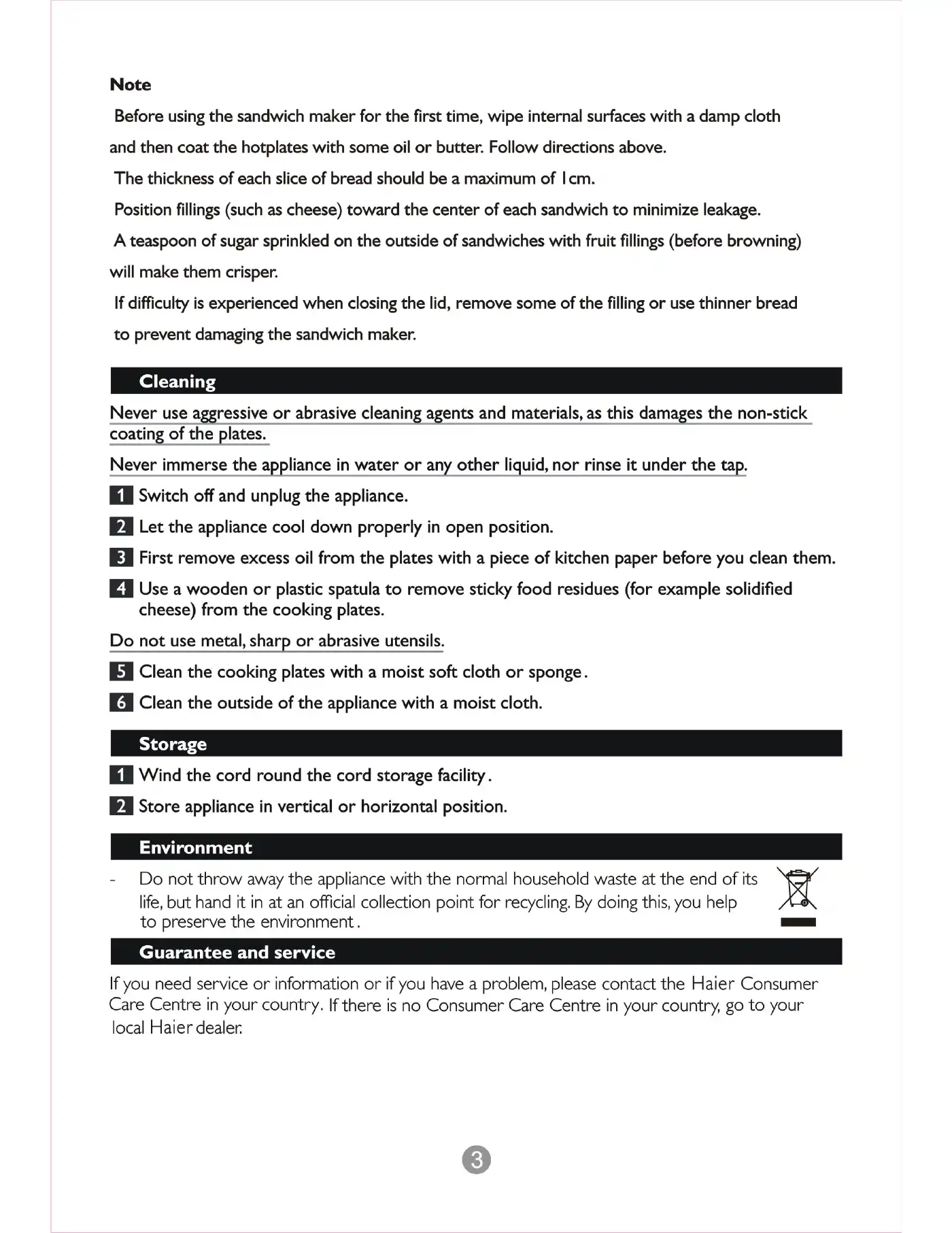 Haier HSW-032 User Manual Manual pdf 4 page image