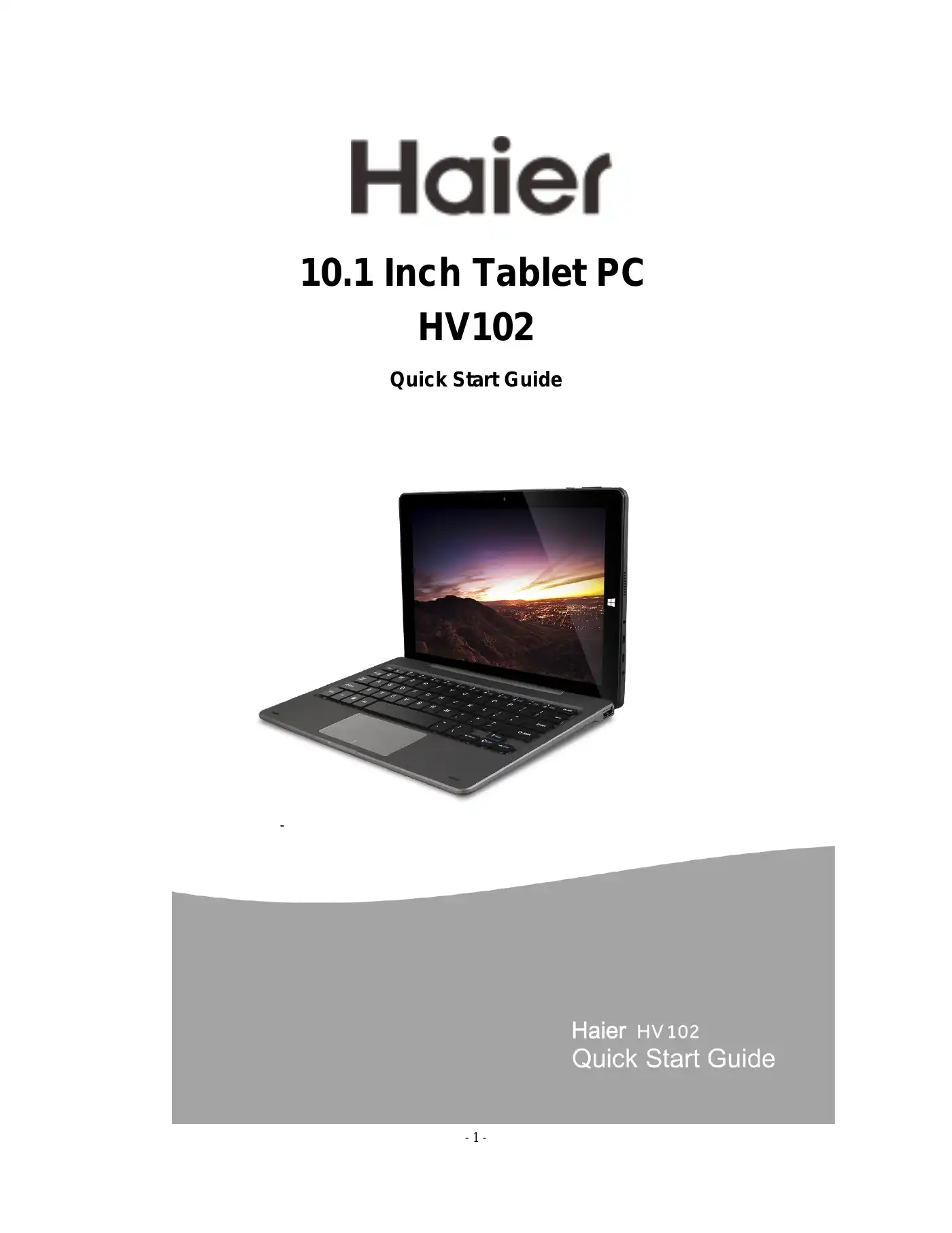 Haier HV102 Quick Start Manual Manual pdf 1 page image