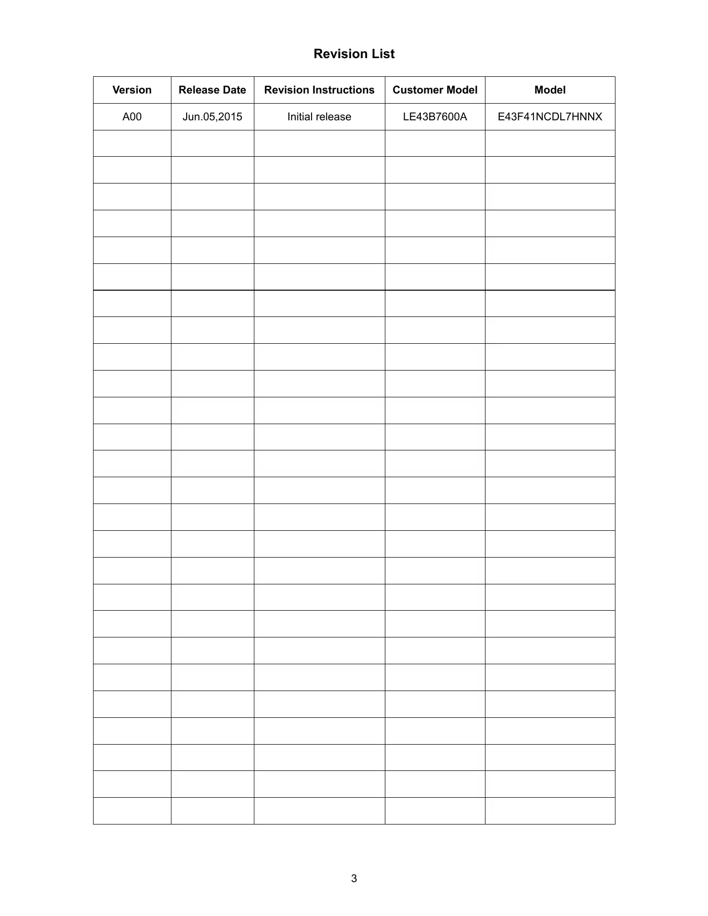 Haier LE43B7600A Service Manual Manual pdf 3 page image