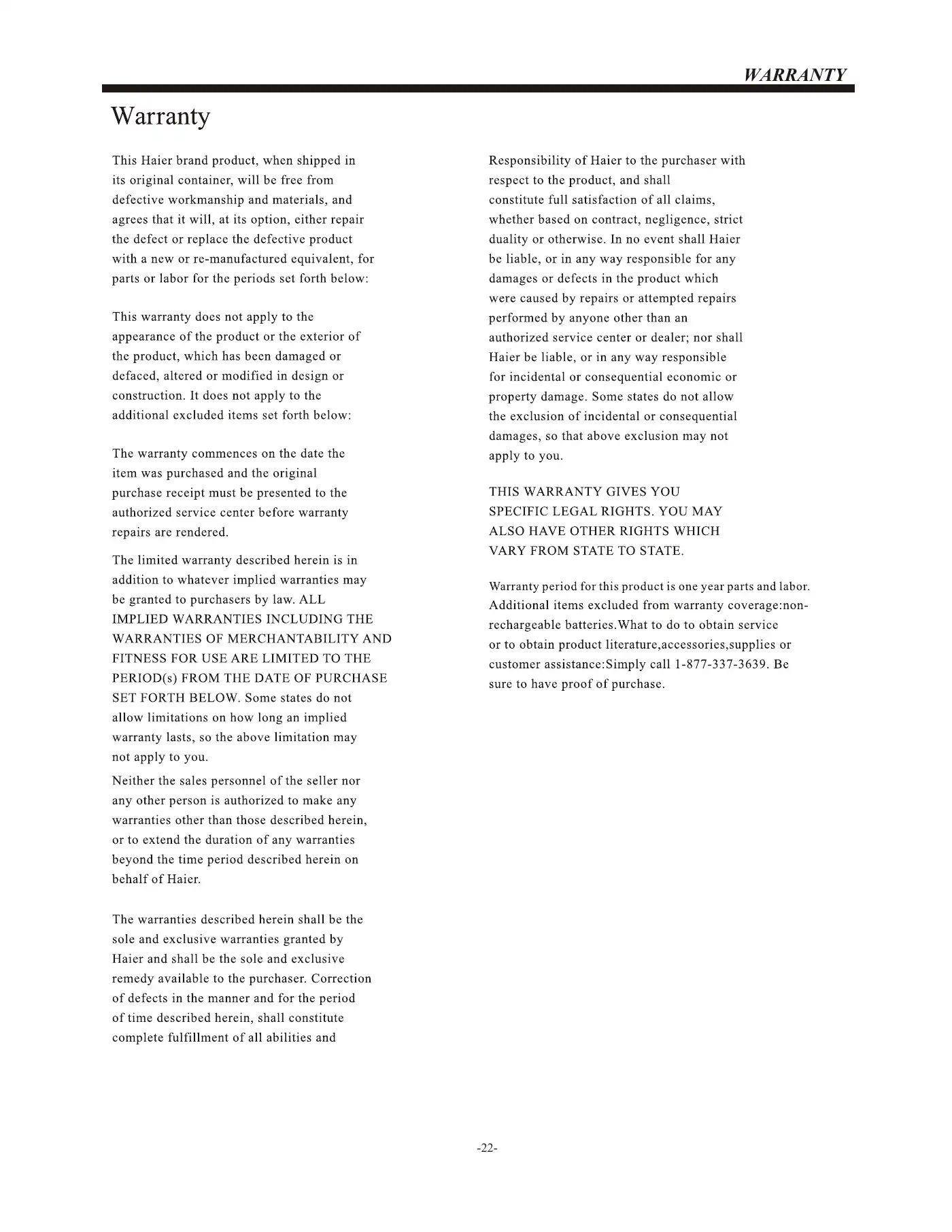 Haier LEC32B1380W Owner's Manual Manual pdf 23 page image
