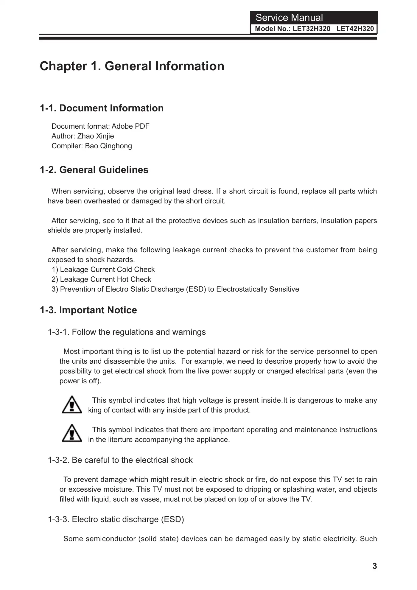 Haier LET32H320 Service Manual Manual pdf 4 page image