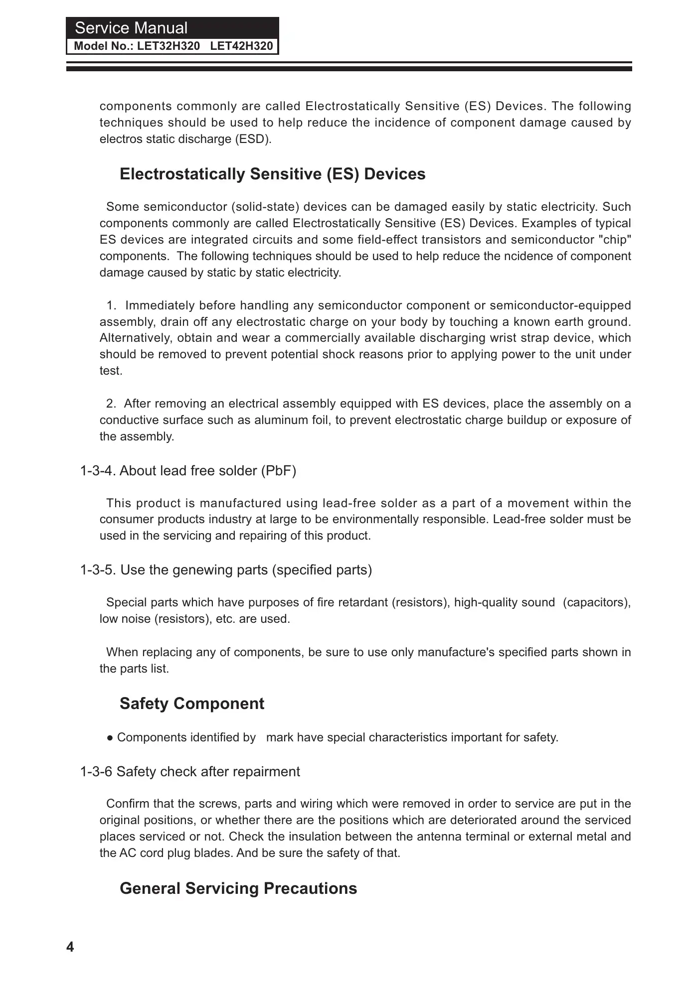 Haier LET32H320 Service Manual Manual pdf 5 page image