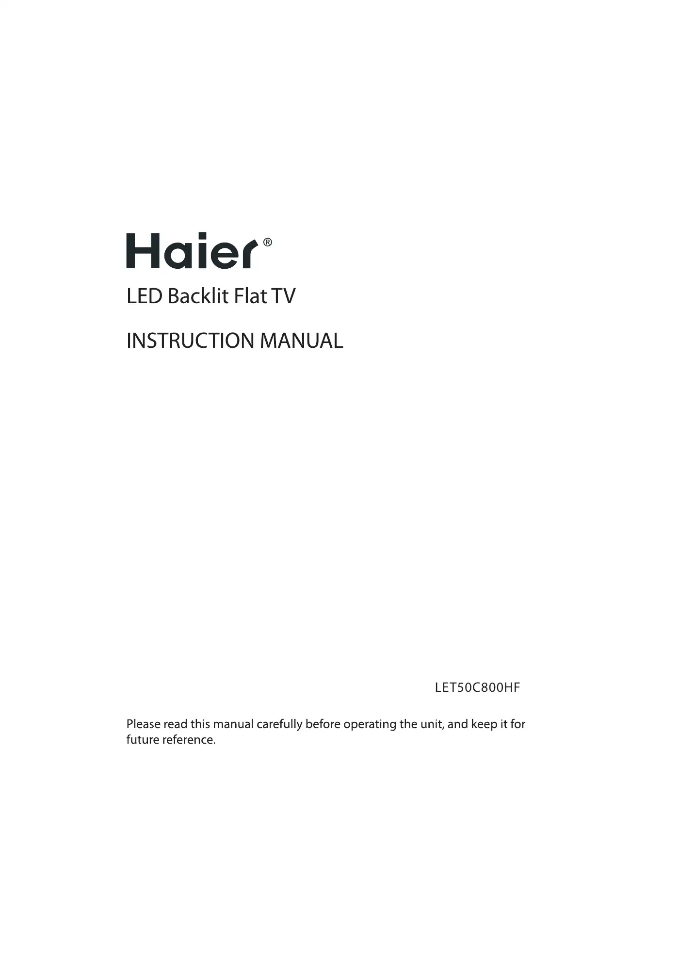 Haier LET50C800HF Instruction Manual Manual pdf 1 page image