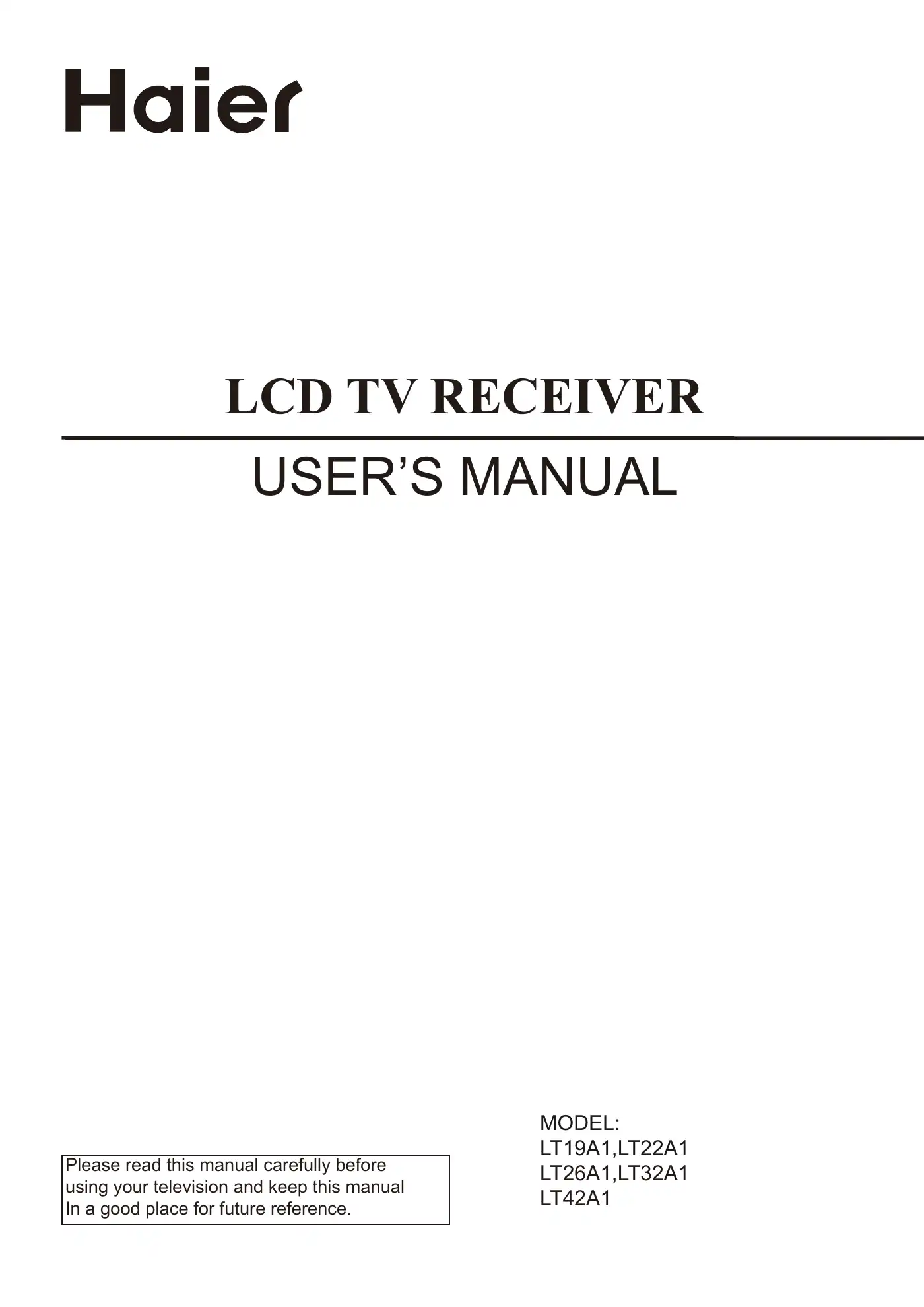 Haier LT19A1 User Manual Manual pdf 1 page image