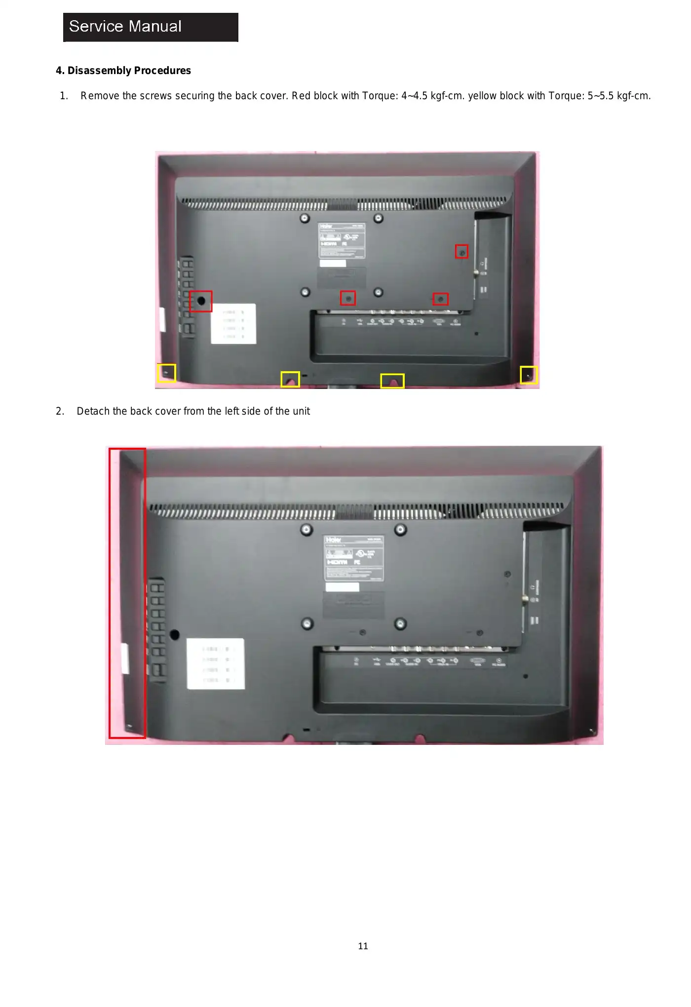 Haier 24E2000 Service Manual Manual pdf 12 page image