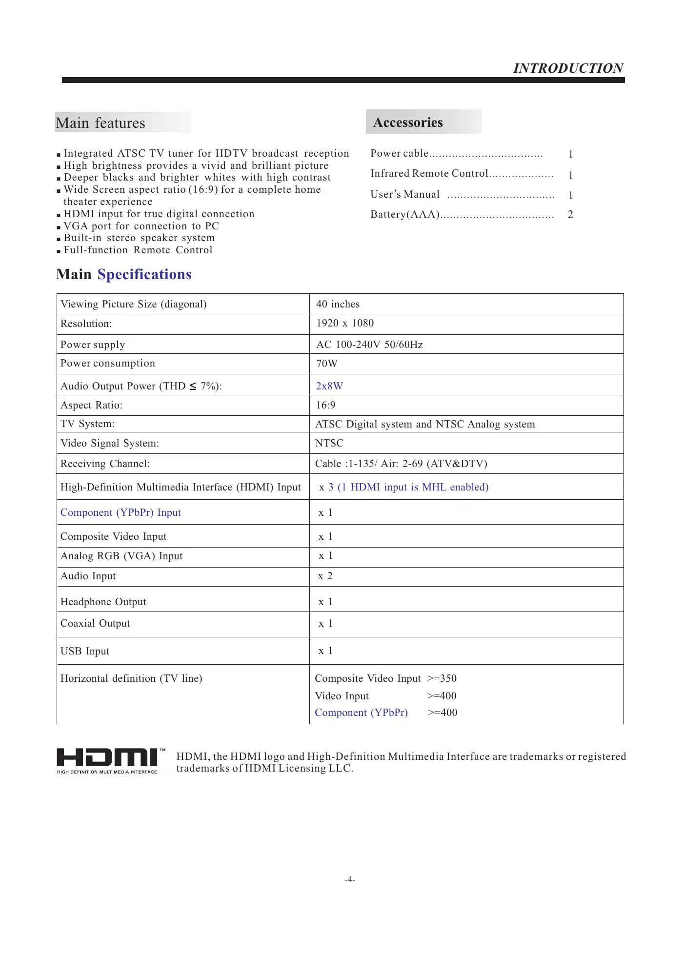 Haier 40D3500M User Manual Manual pdf 5 page image