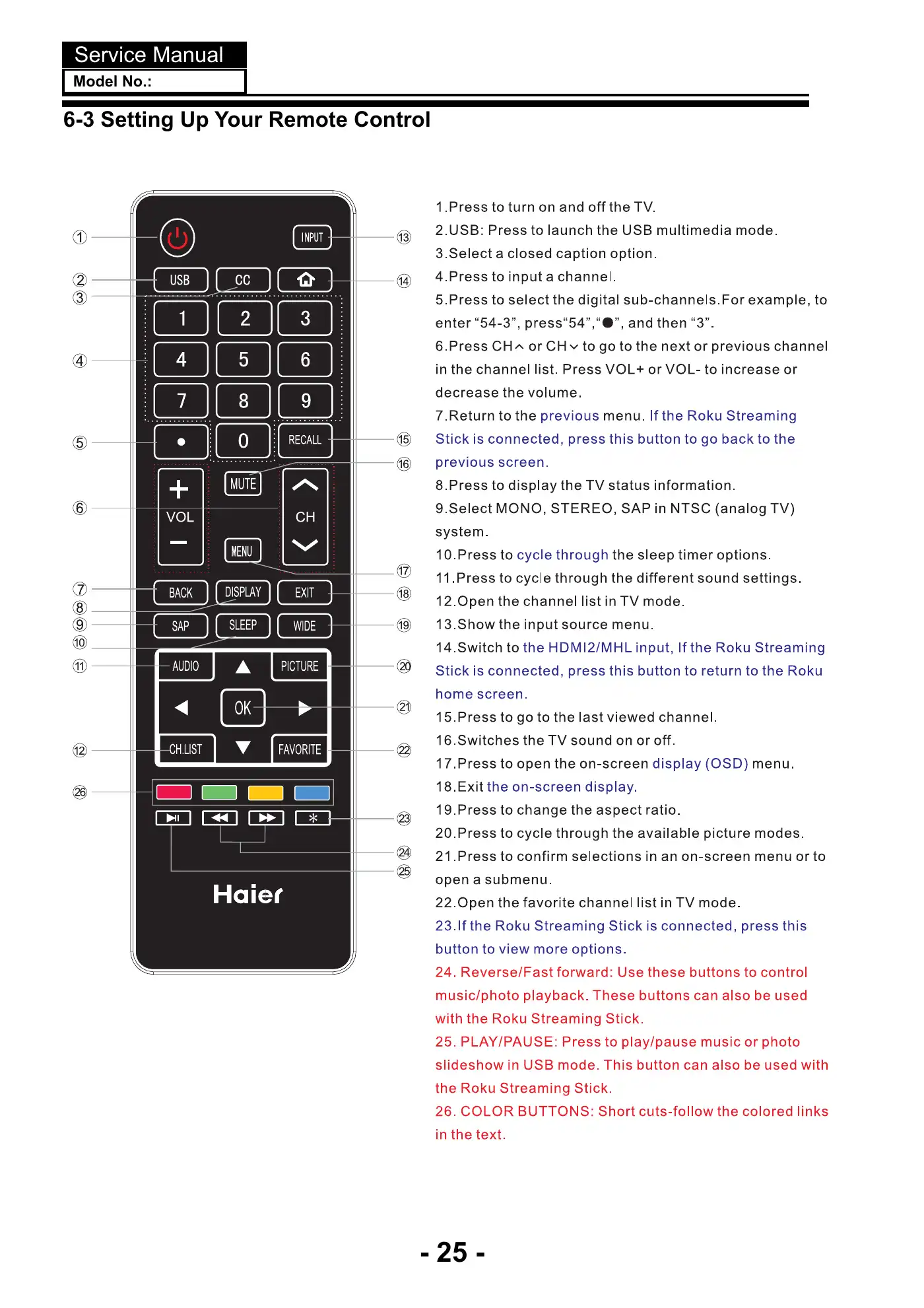 Haier 40D3500M Service Manual Manual pdf 26 page image