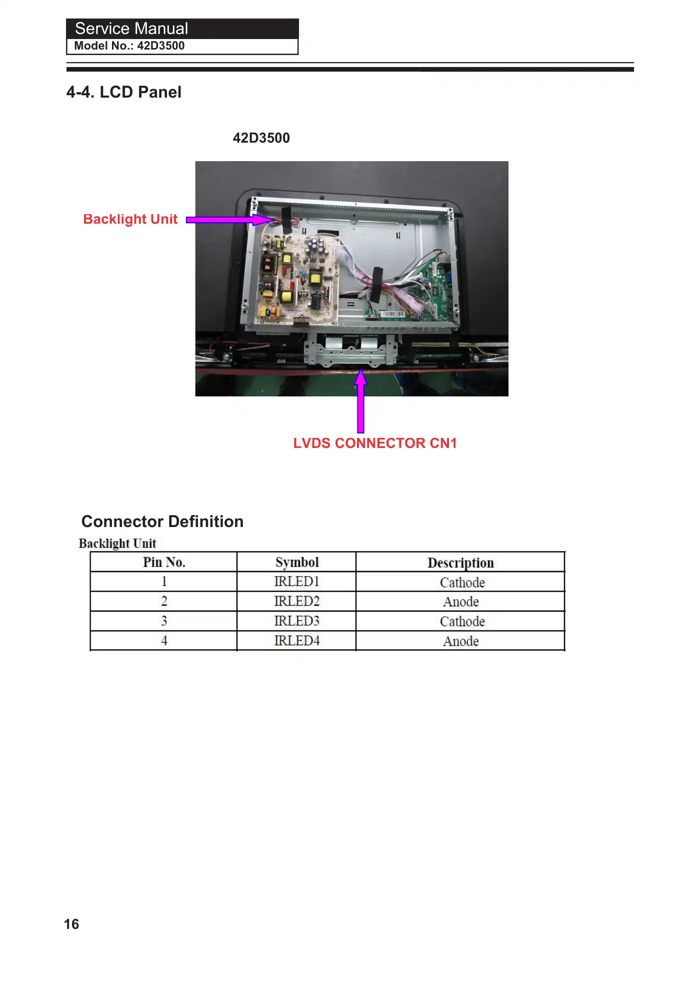 Haier 42D3500 Service Manual Manual pdf 17 page image