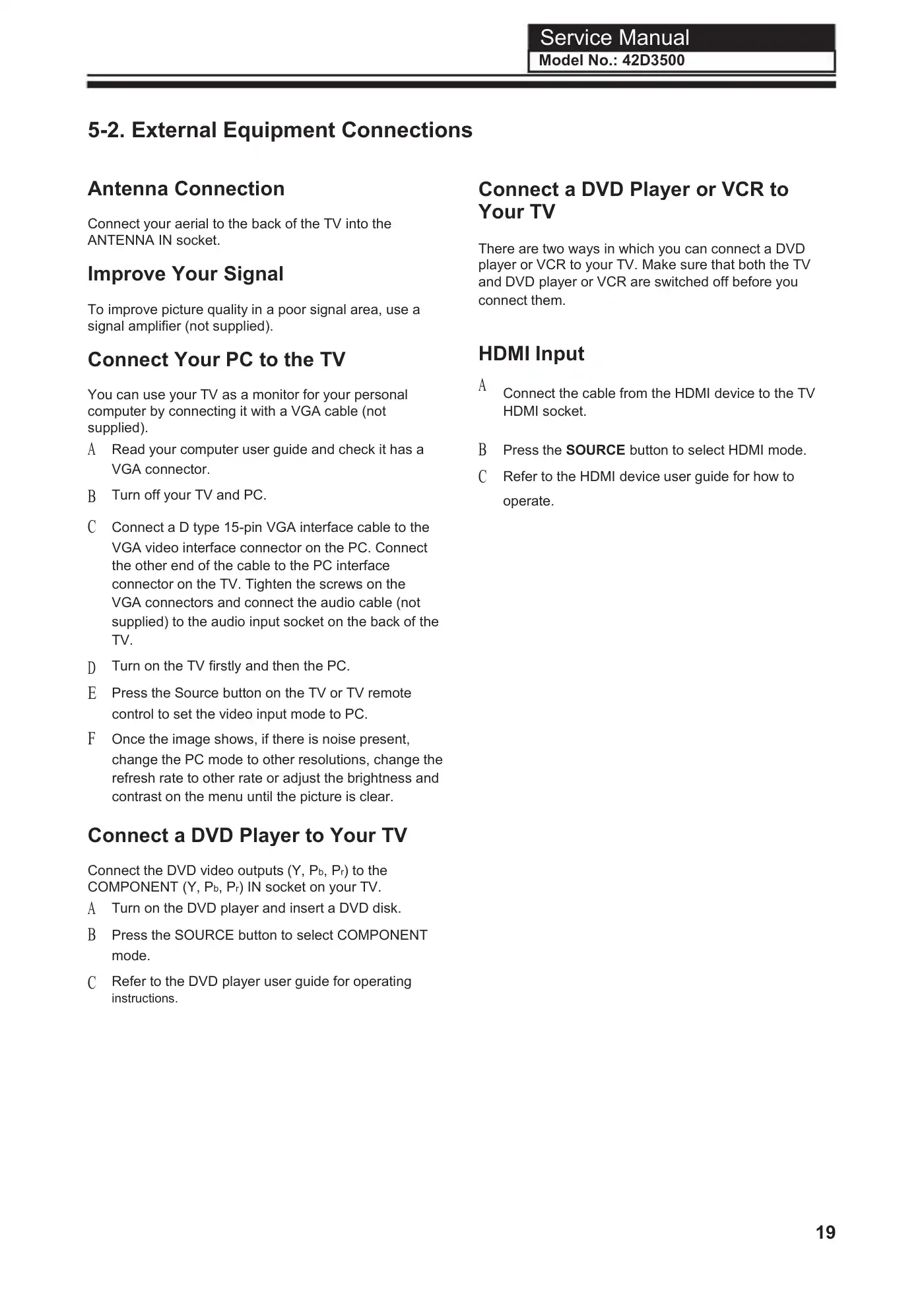 Haier 42D3500 Service Manual Manual pdf 20 page image
