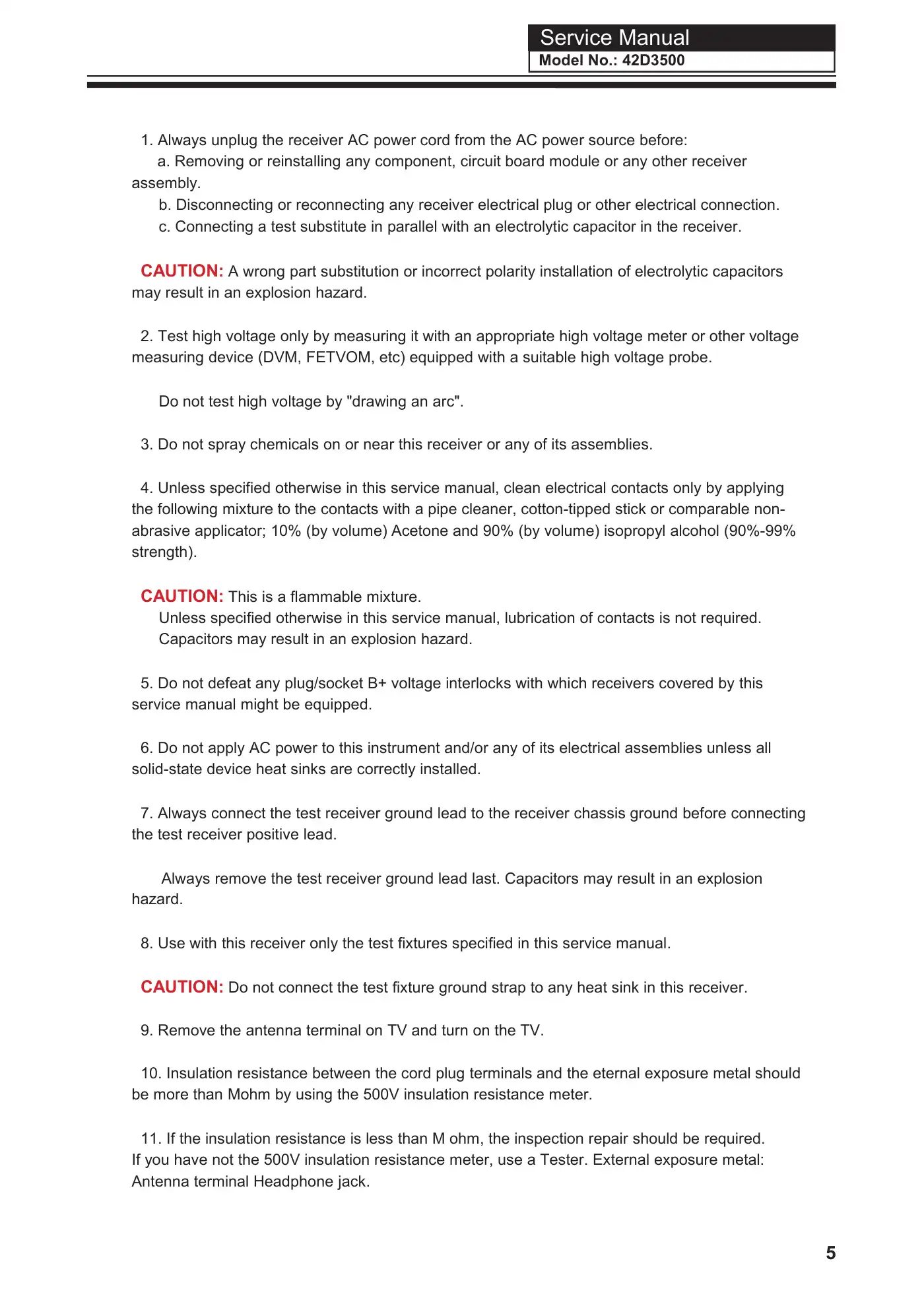 Haier 42D3500 Service Manual Manual pdf 6 page image