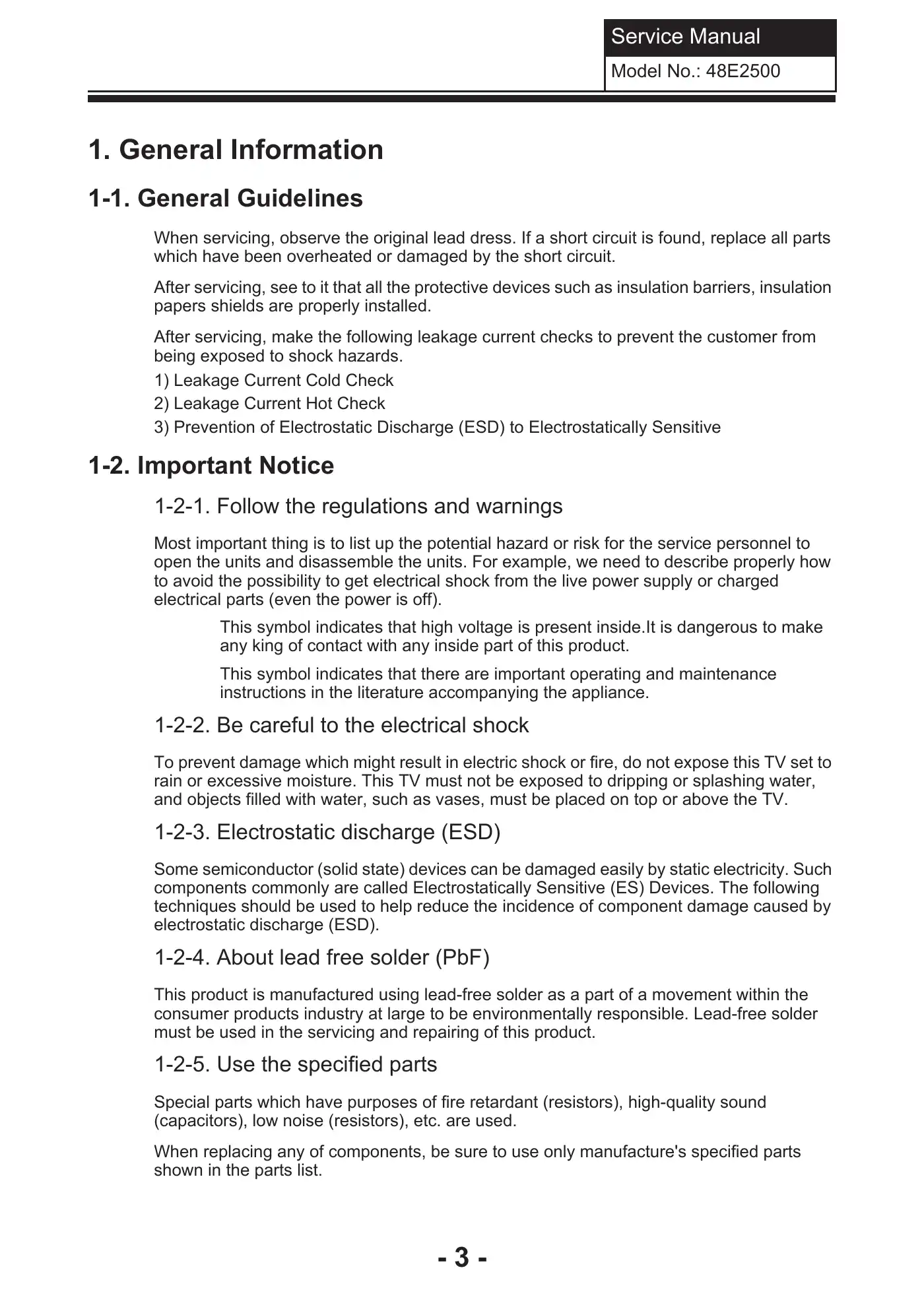 Haier 48E2500 Service Manual Manual pdf 4 page image