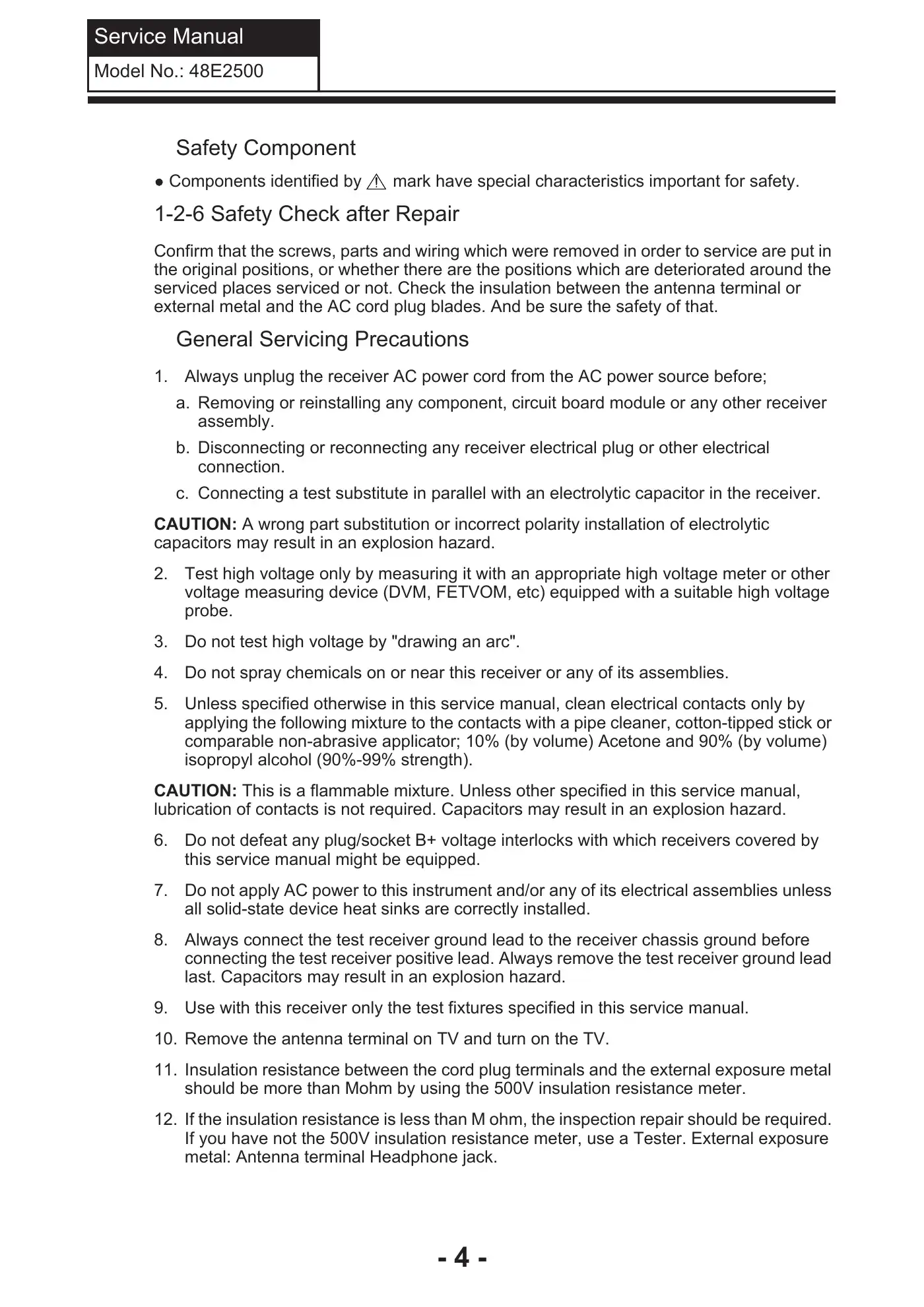 Haier 48E2500 Service Manual Manual pdf 5 page image