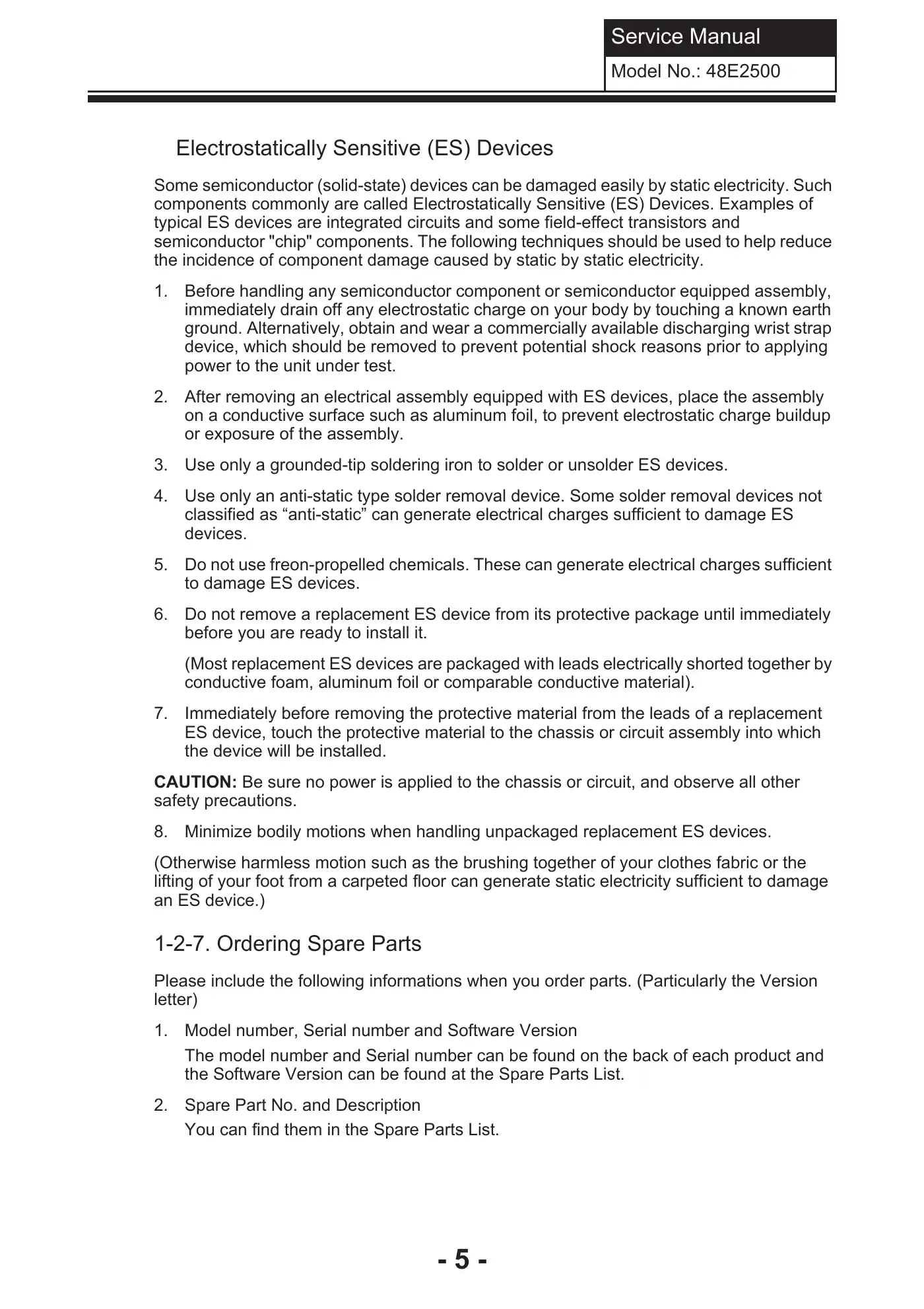Haier 48E2500 Service Manual Manual pdf 6 page image