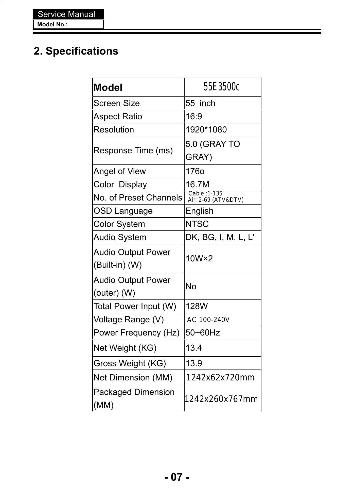 Haier 55E3500c Service Manual Manual pdf 8 page image