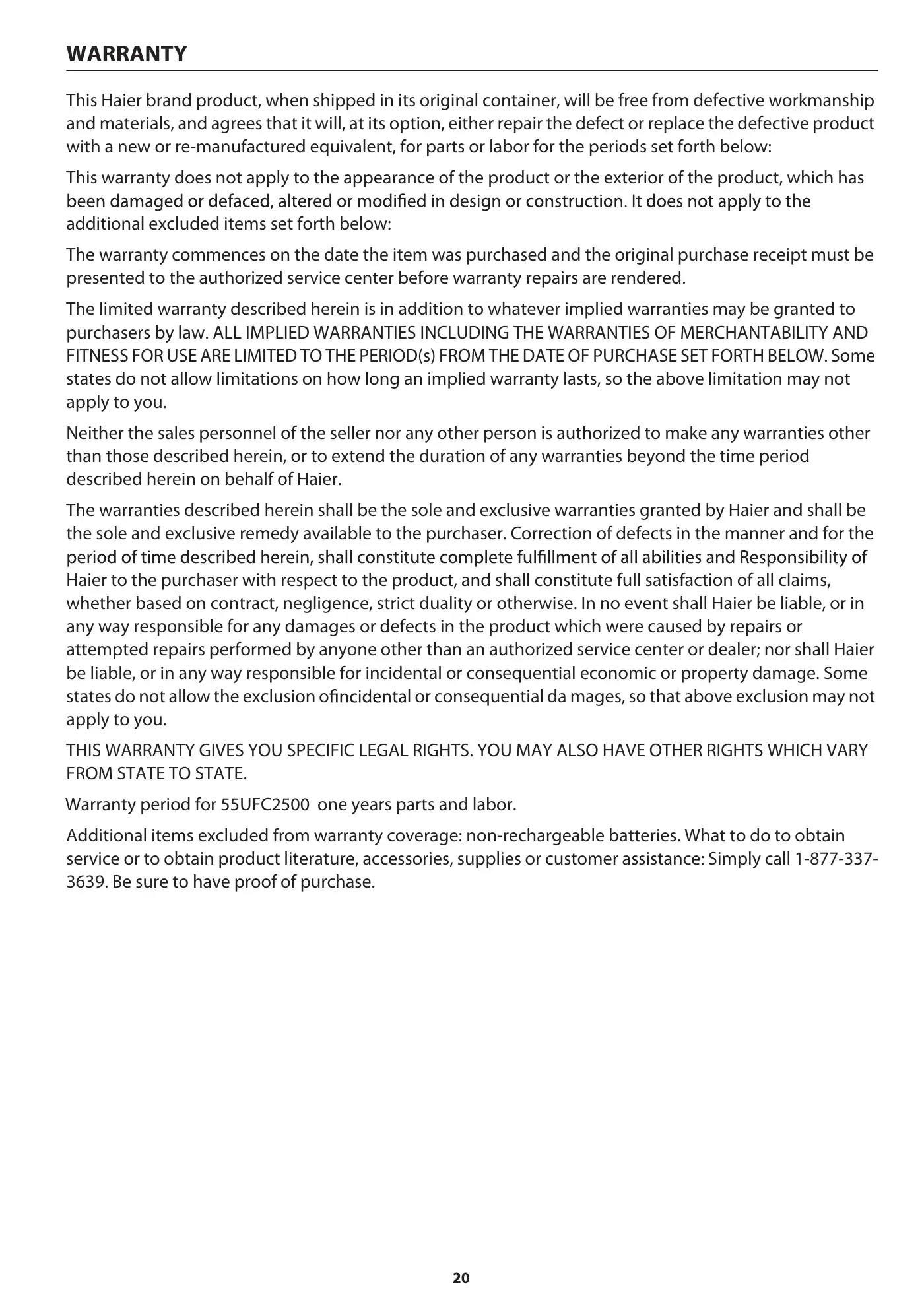 Haier 55UFC2500 User Manual Manual pdf 22 page image
