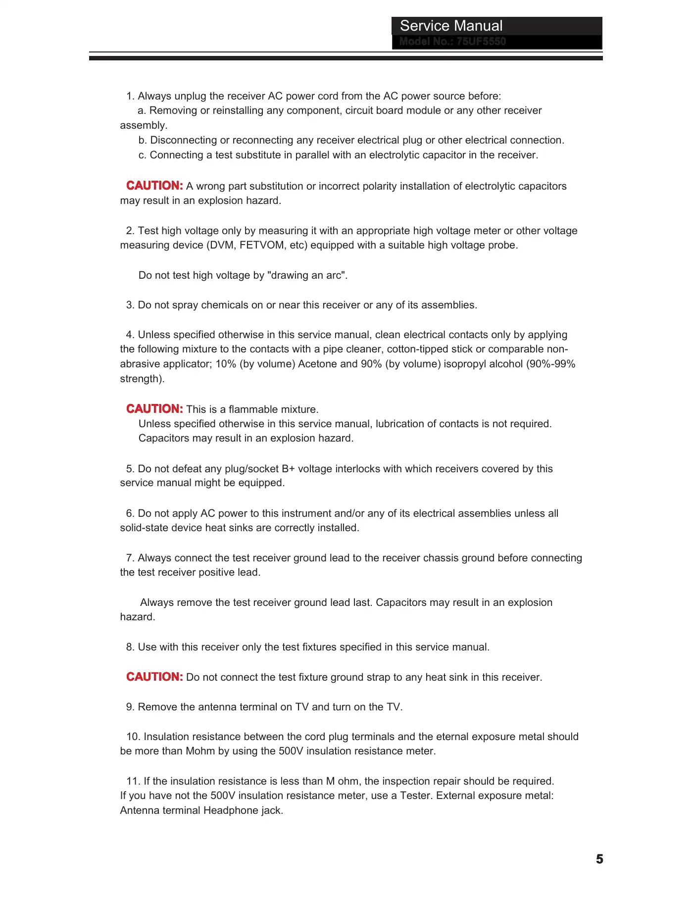 Haier 75UF5550 Service Manual Manual pdf 6 page image