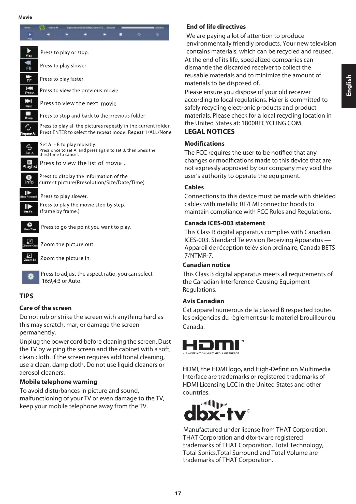 Haier 86UG5550 User Manual Manual pdf 19 page image