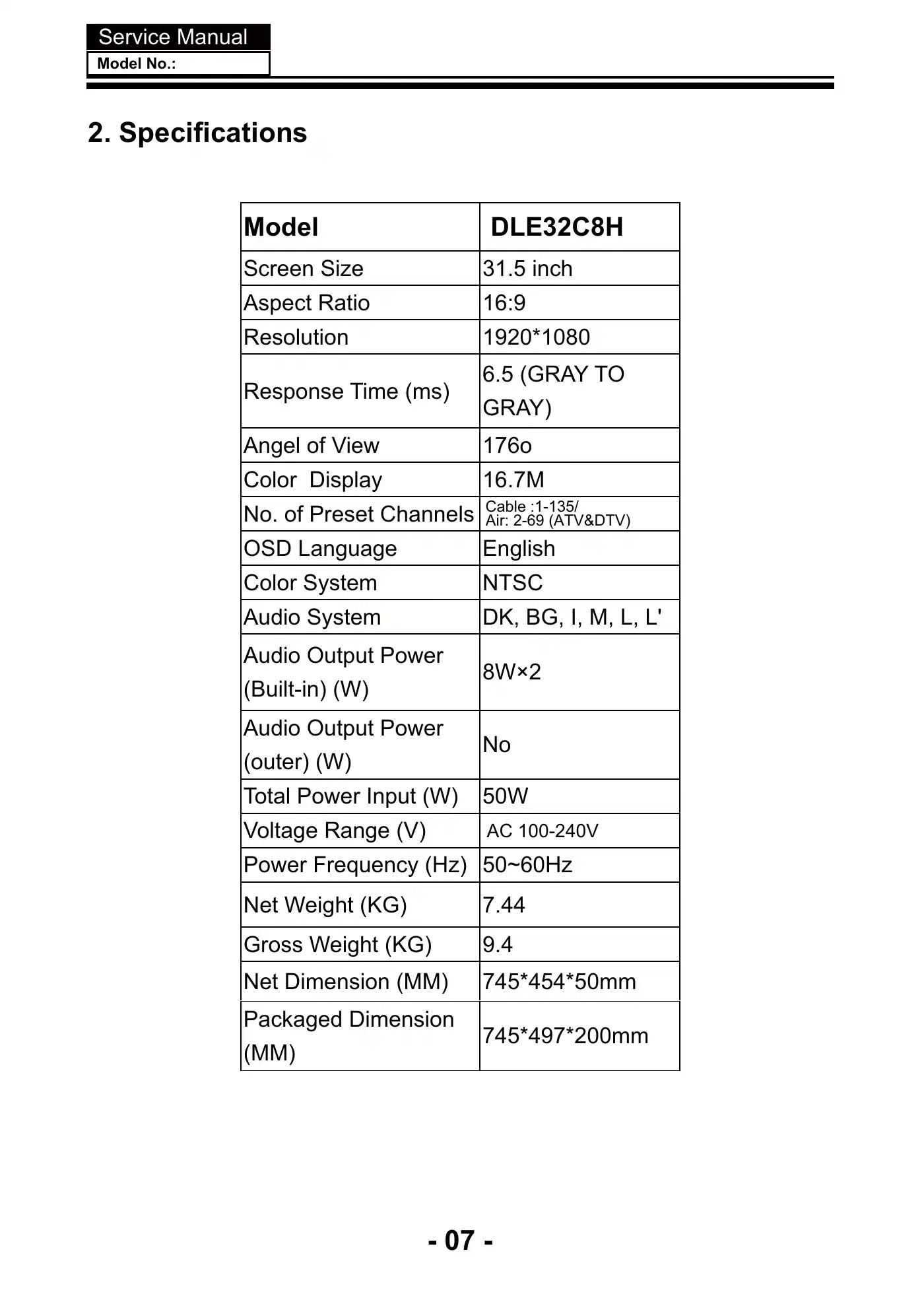 Haier DLE32C8H Service Manual Manual pdf 8 page image