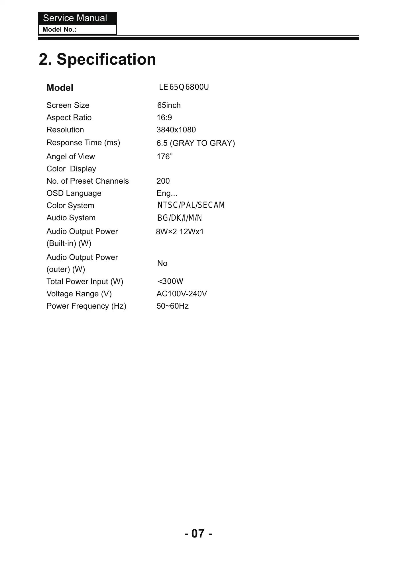 Haier LD65Q8000AU Service Manual Manual pdf 8 page image