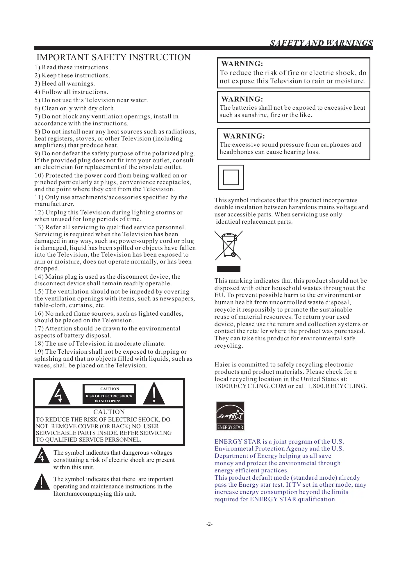 Haier LE22F33800 User Manual Manual pdf 3 page image