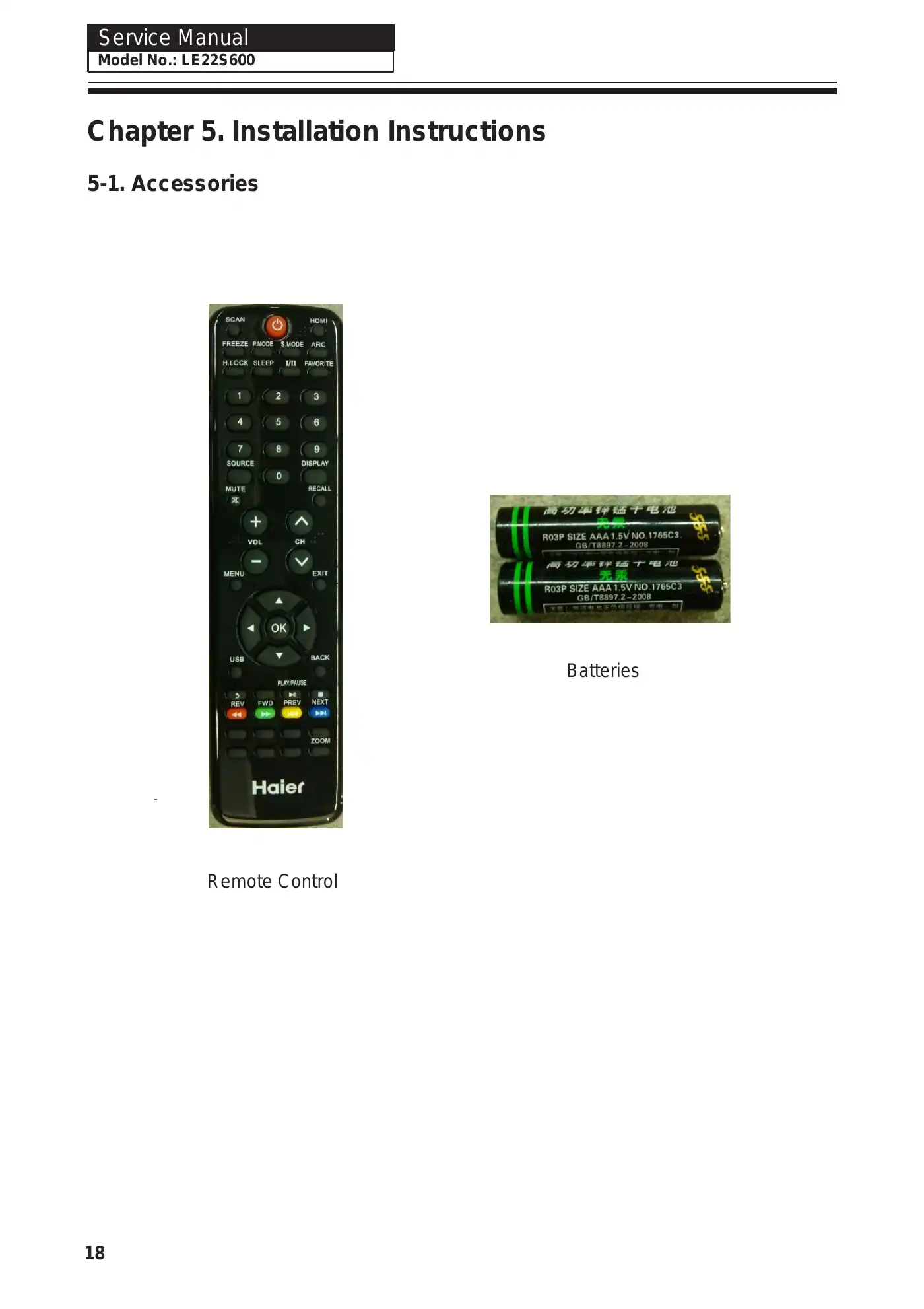 Haier LE22S600 Service Manual Manual pdf 19 page image