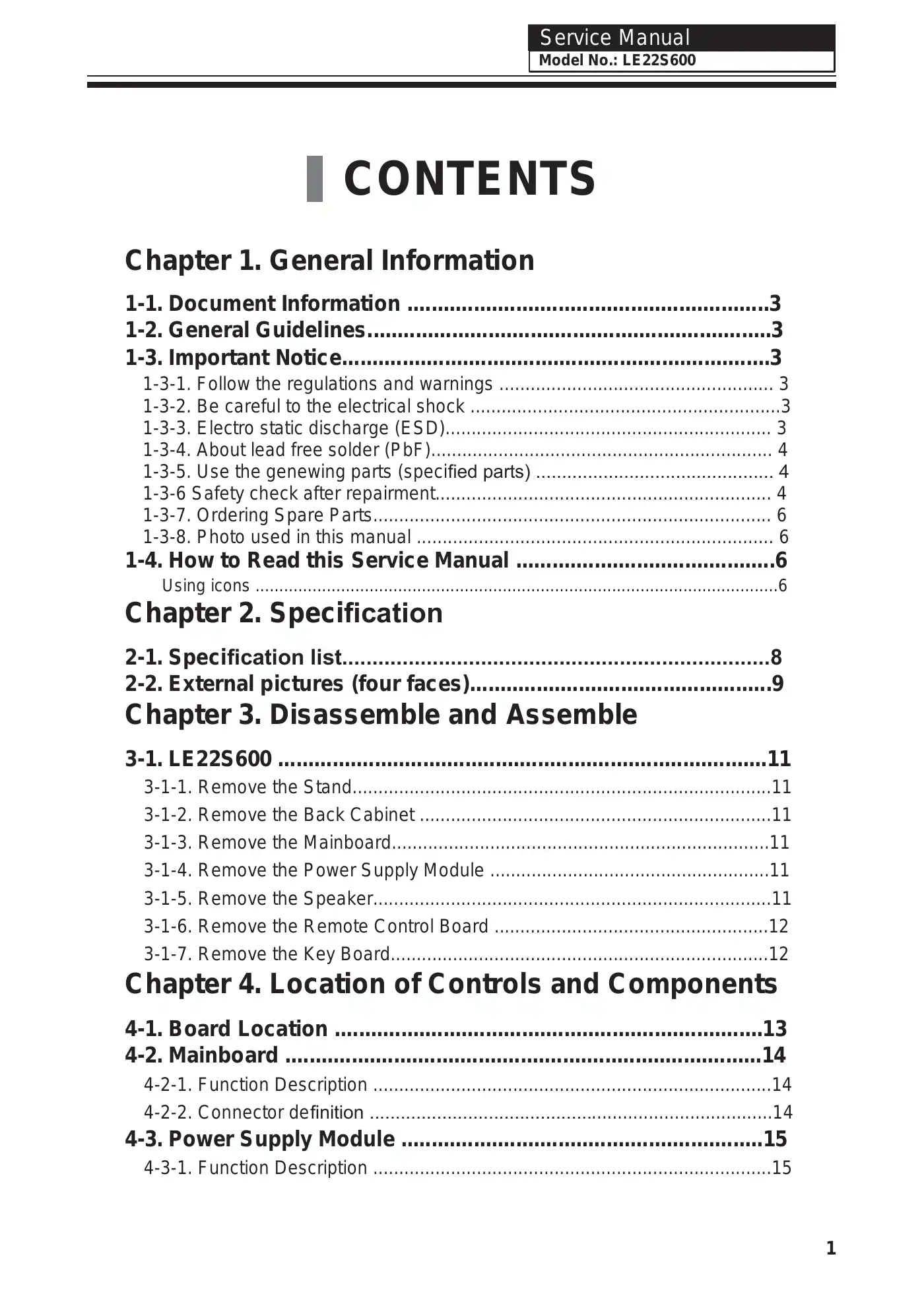 Haier LE22S600 Service Manual Manual pdf 2 page image