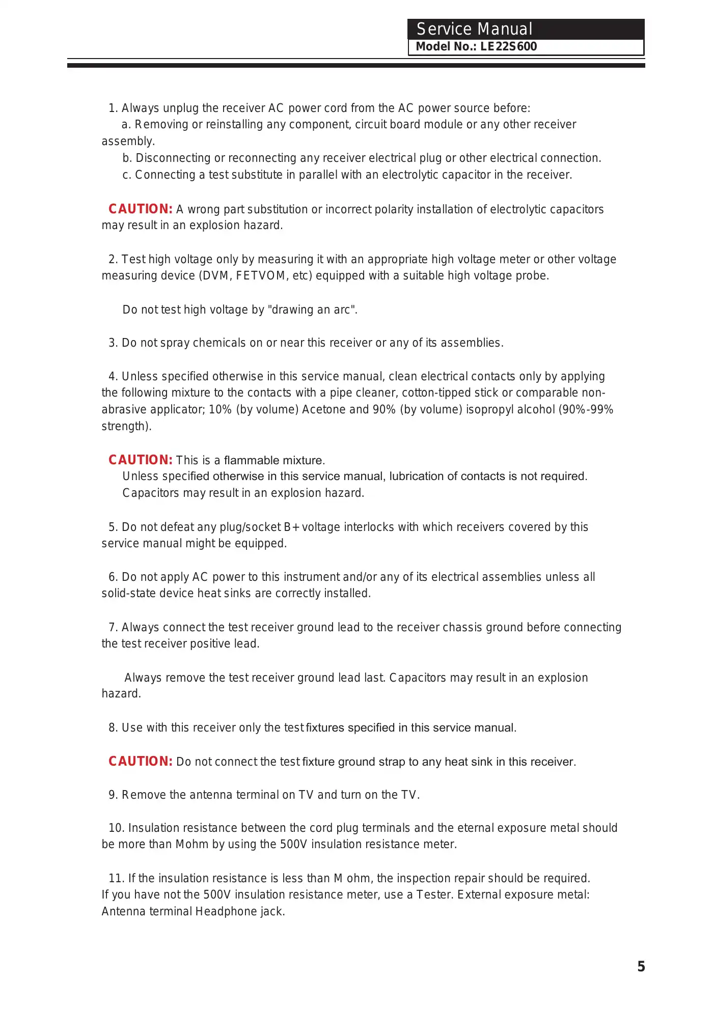 Haier LE22S600 Service Manual Manual pdf 6 page image
