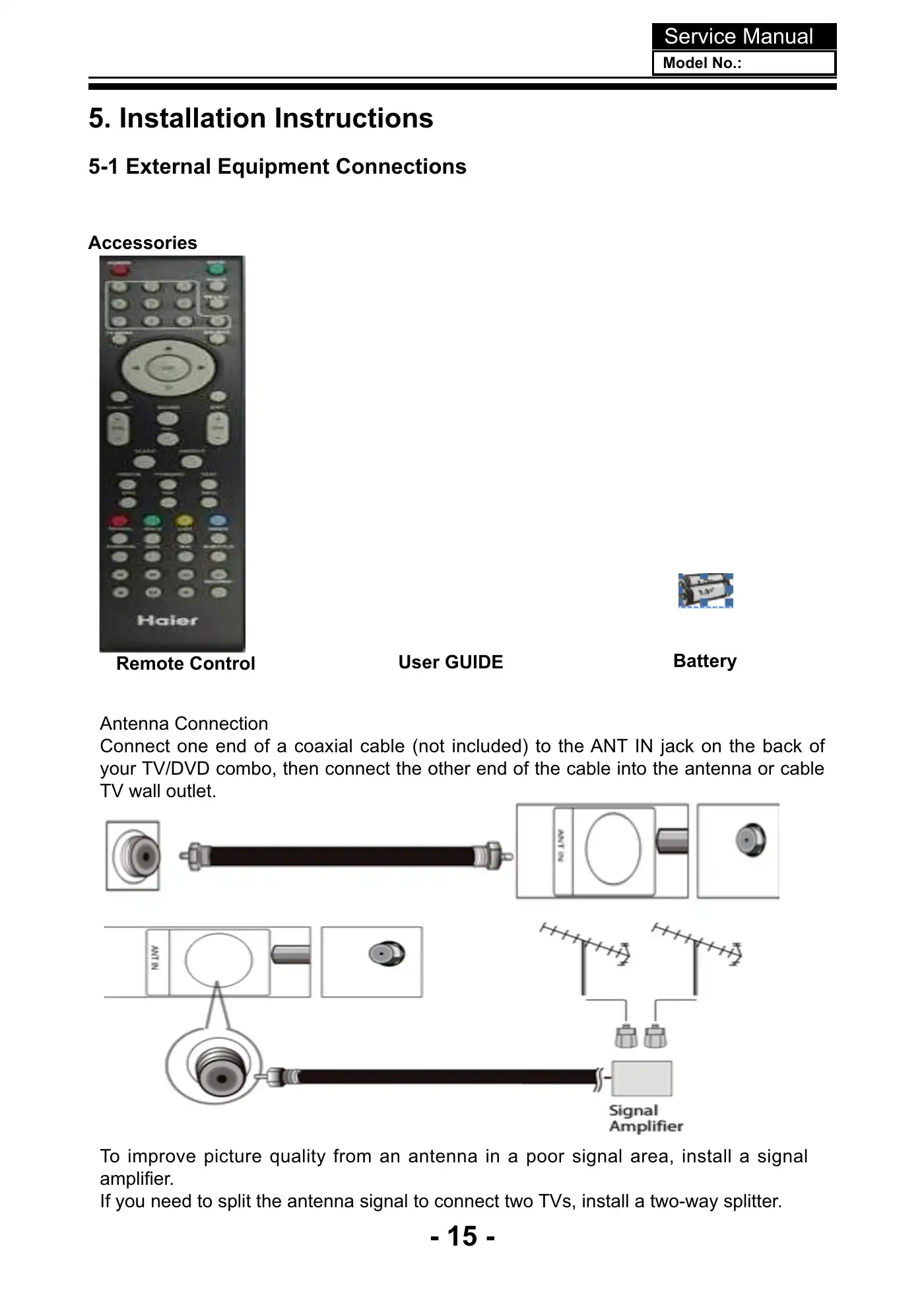 Haier LE22T1F Service Manual Manual pdf 16 page image