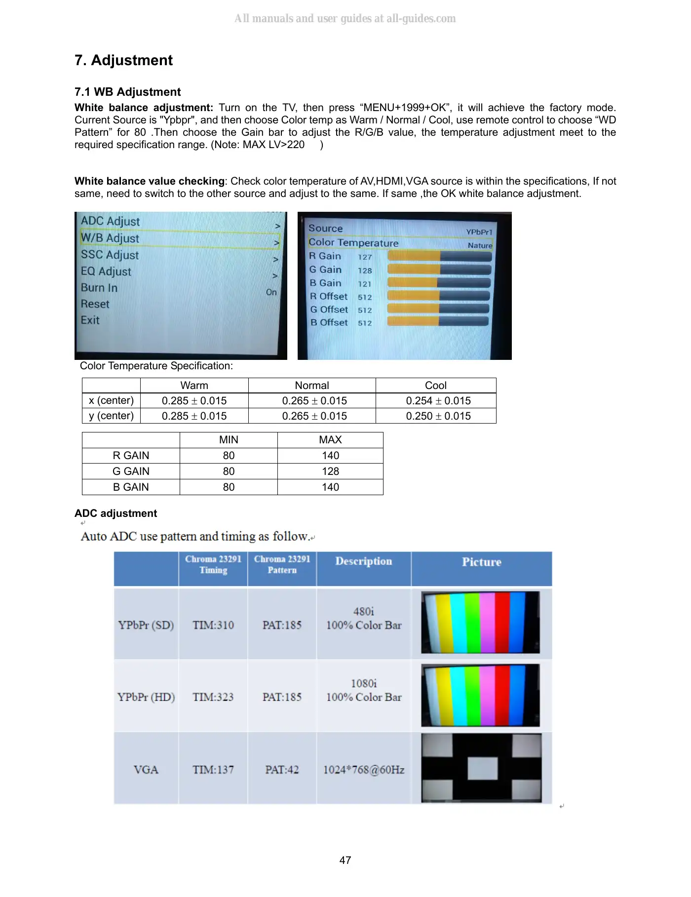 Haier LE32B7600 Service Manual Manual pdf 47 page image