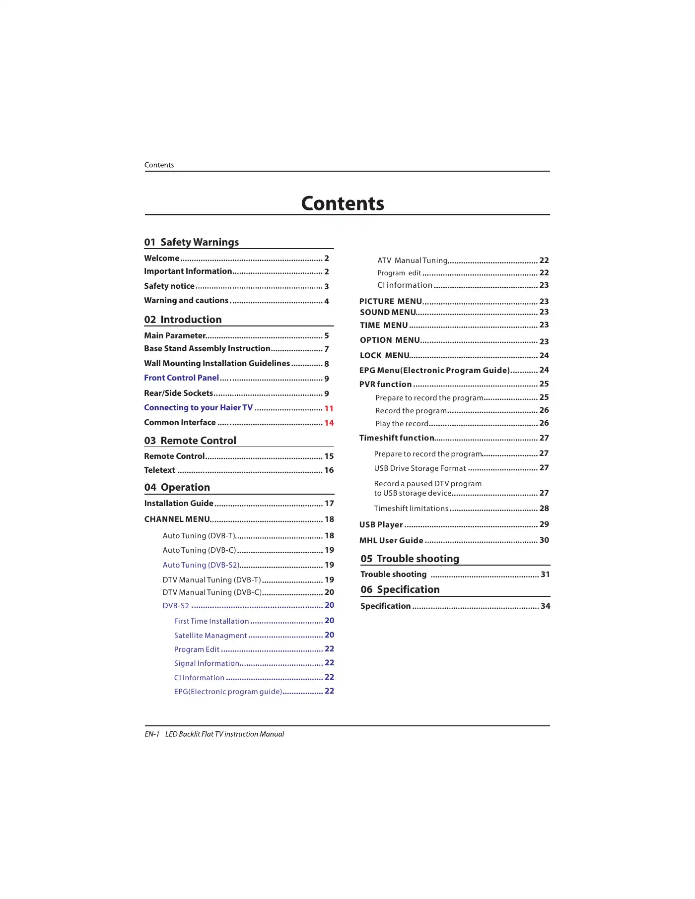 Haier LE39M600SF Instruction Manual Manual pdf 2 page image