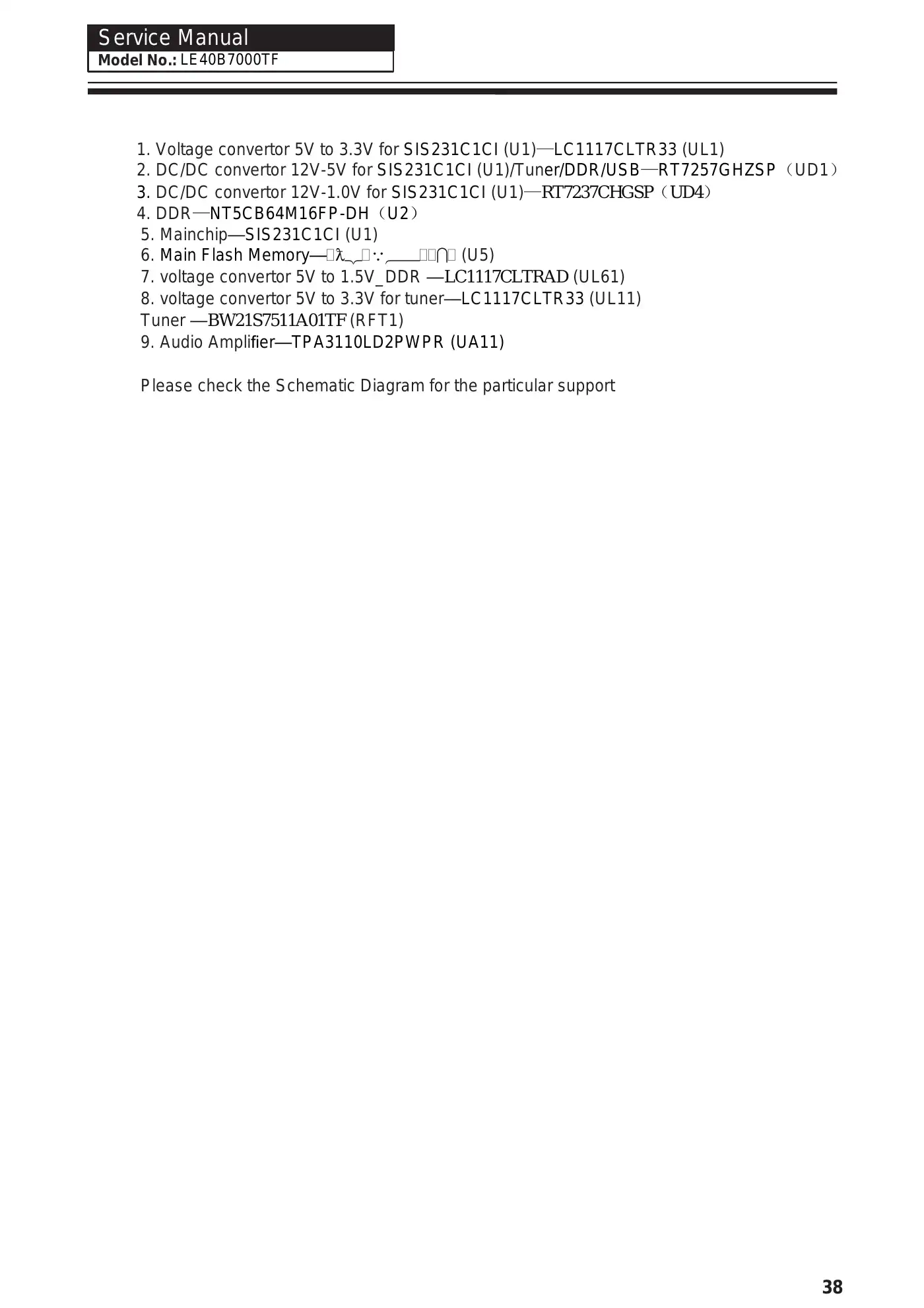 Haier LE40B7000TF Service Manual Manual pdf 43 page image