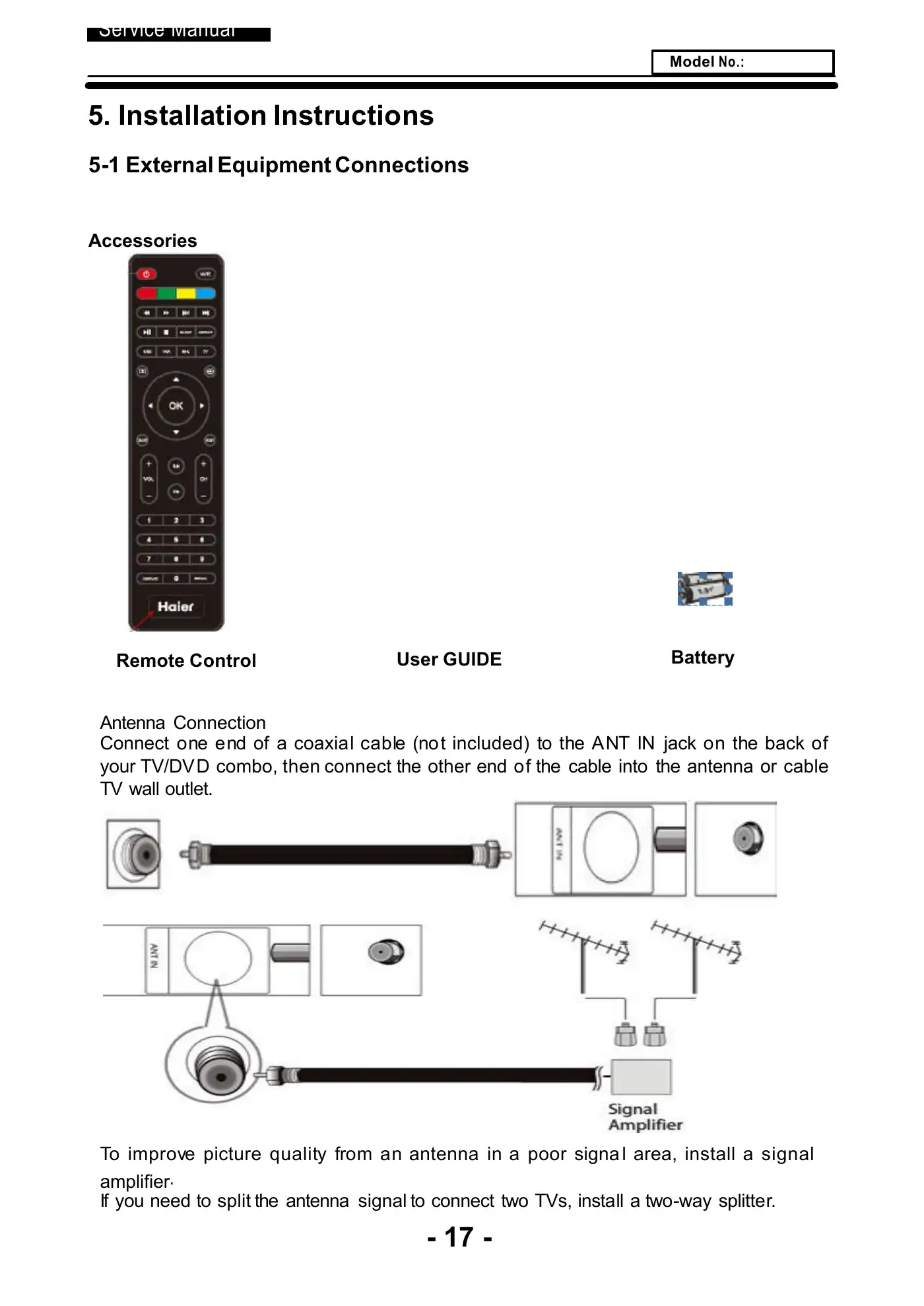 Haier LE40U5000TF Service Manual Manual pdf 18 page image