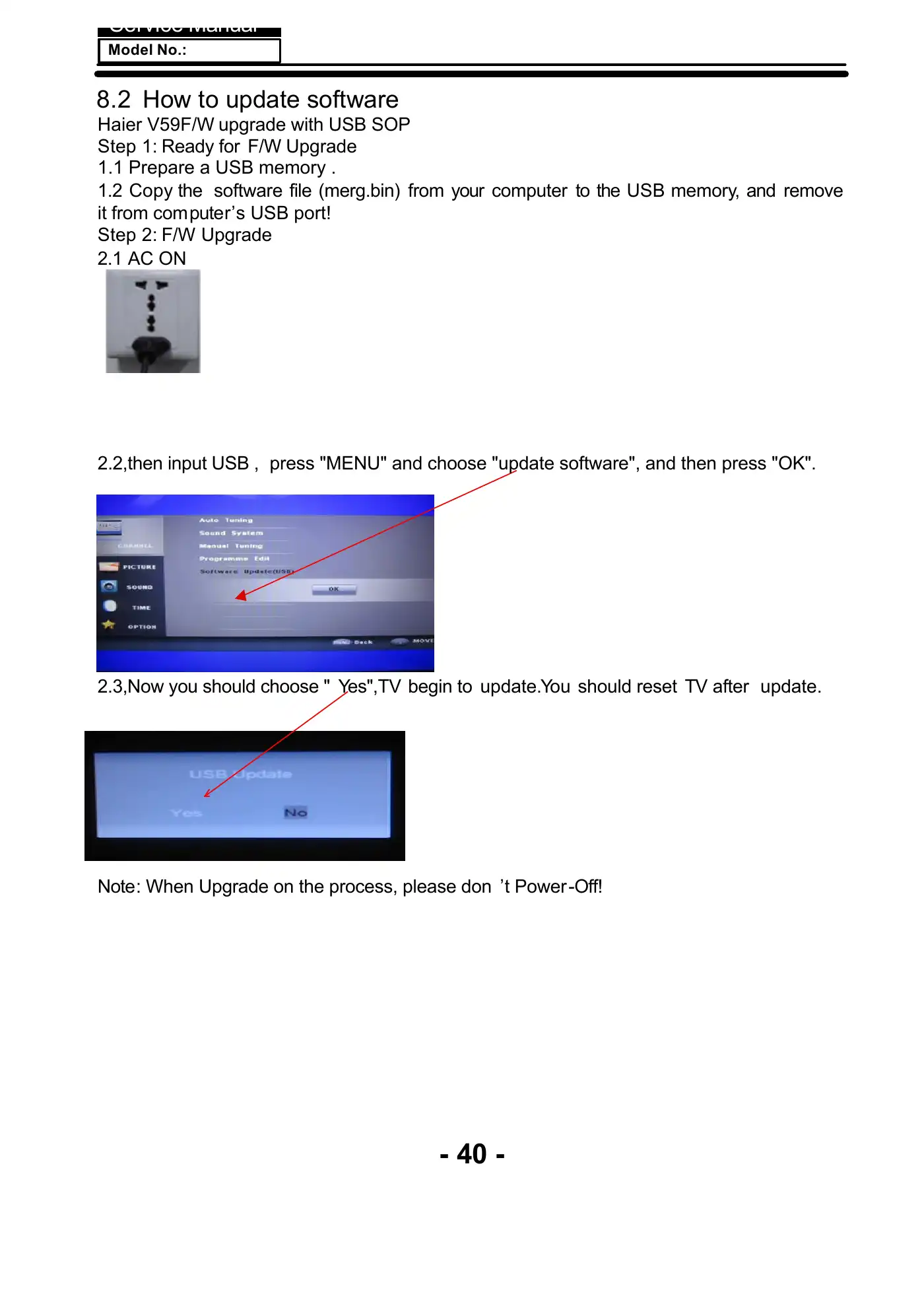Haier LE40U5000TF Service Manual Manual pdf 32 page image