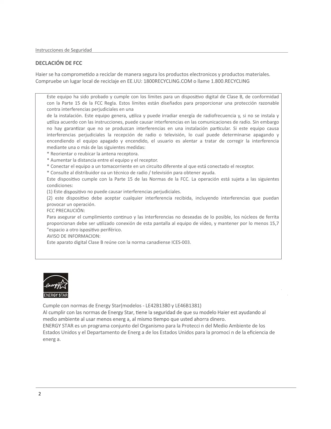 Haier LE42B1380 Owner's Manual Manual pdf 60 page image