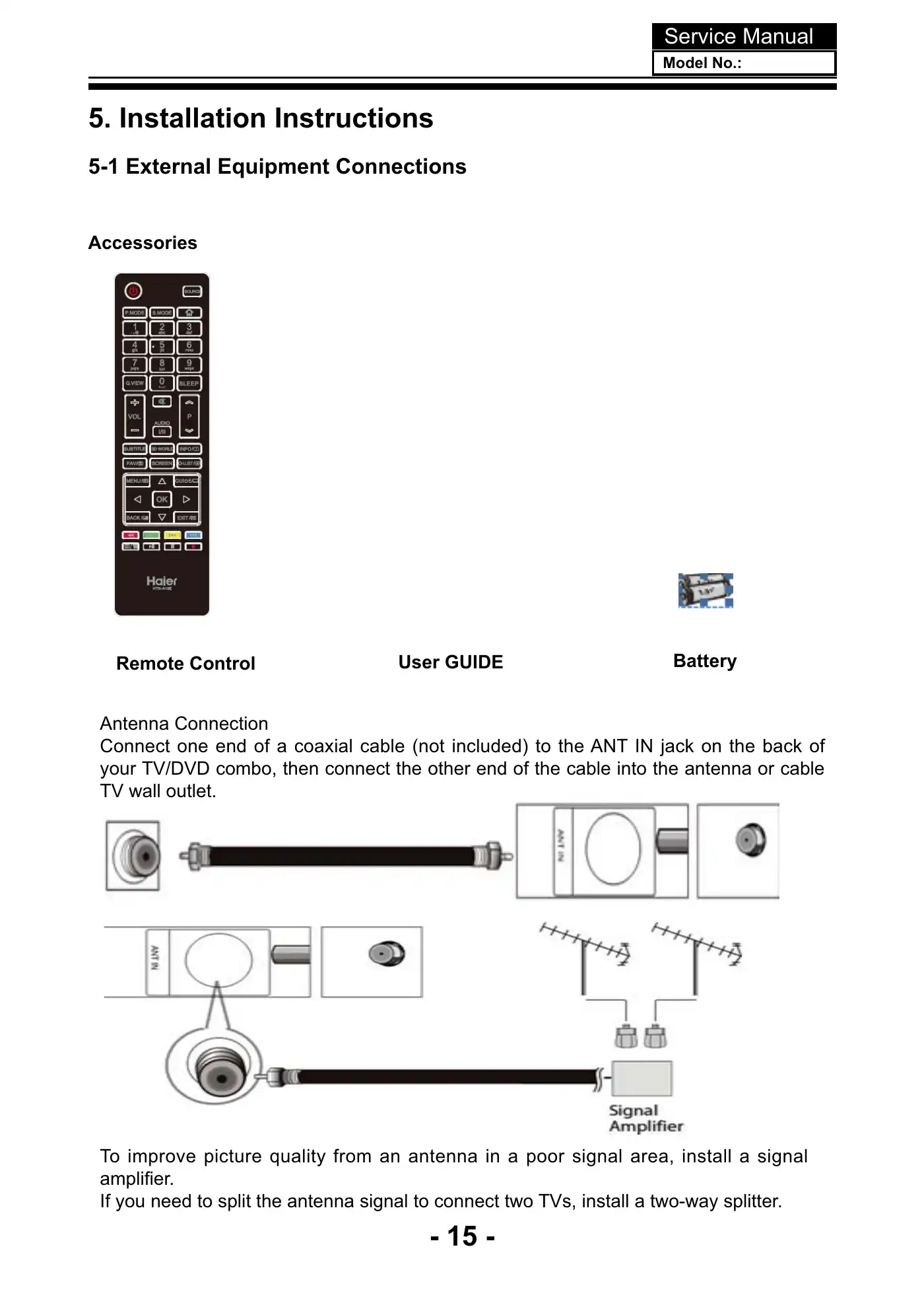 Haier LE42U6500TF Service Manual Manual pdf 16 page image