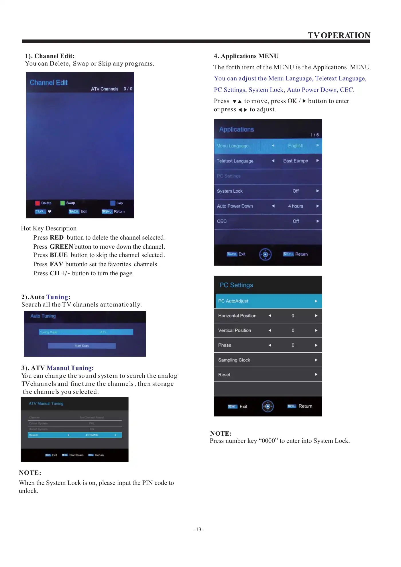 Haier LE43B9200WB User Manual Manual pdf 13 page image