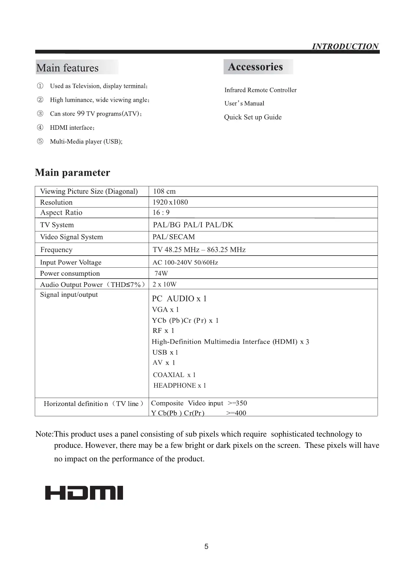 Haier LE43B9200WB User Manual Manual pdf 5 page image