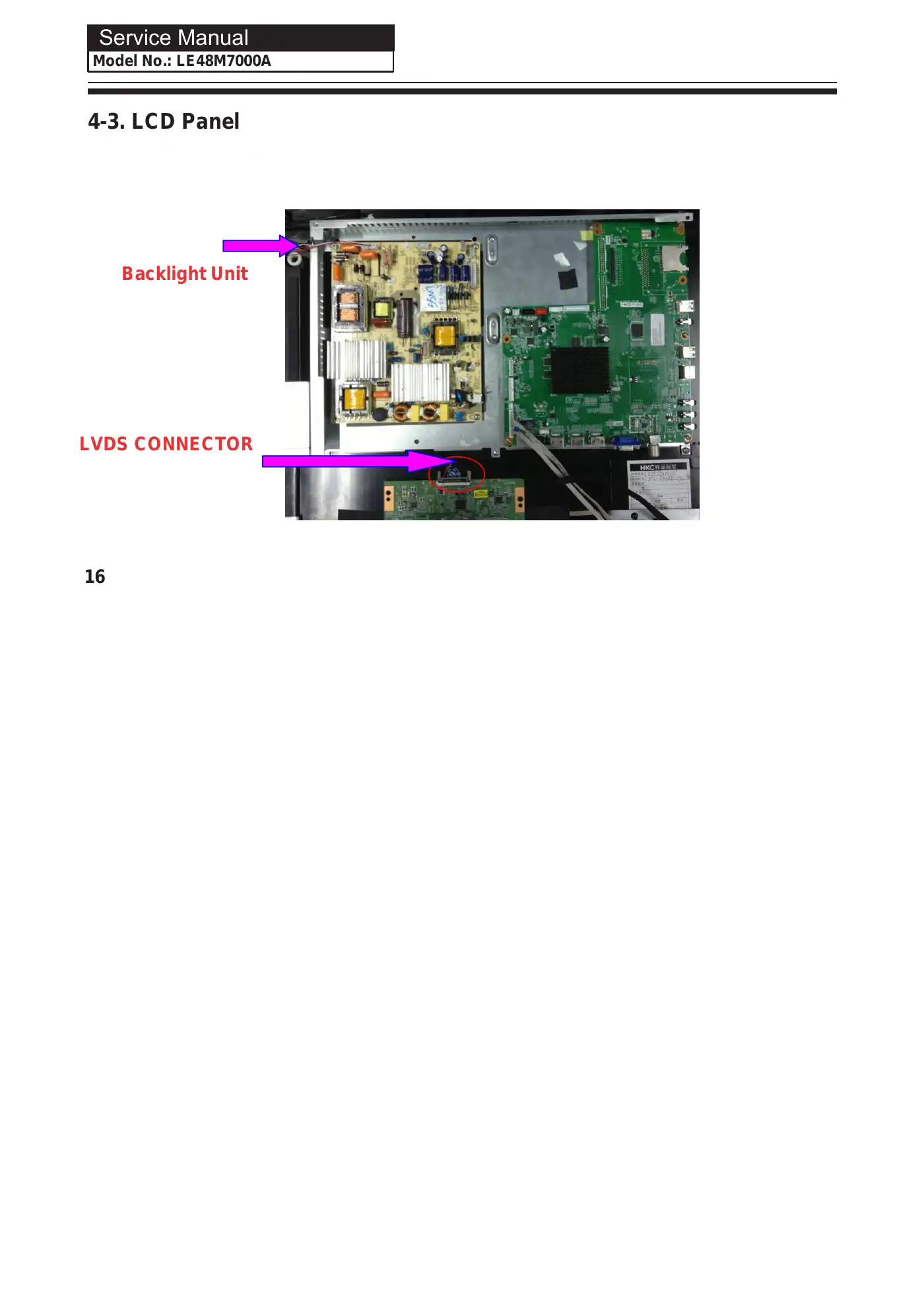Haier LE48M7000A Service Manual Manual pdf 18 page image