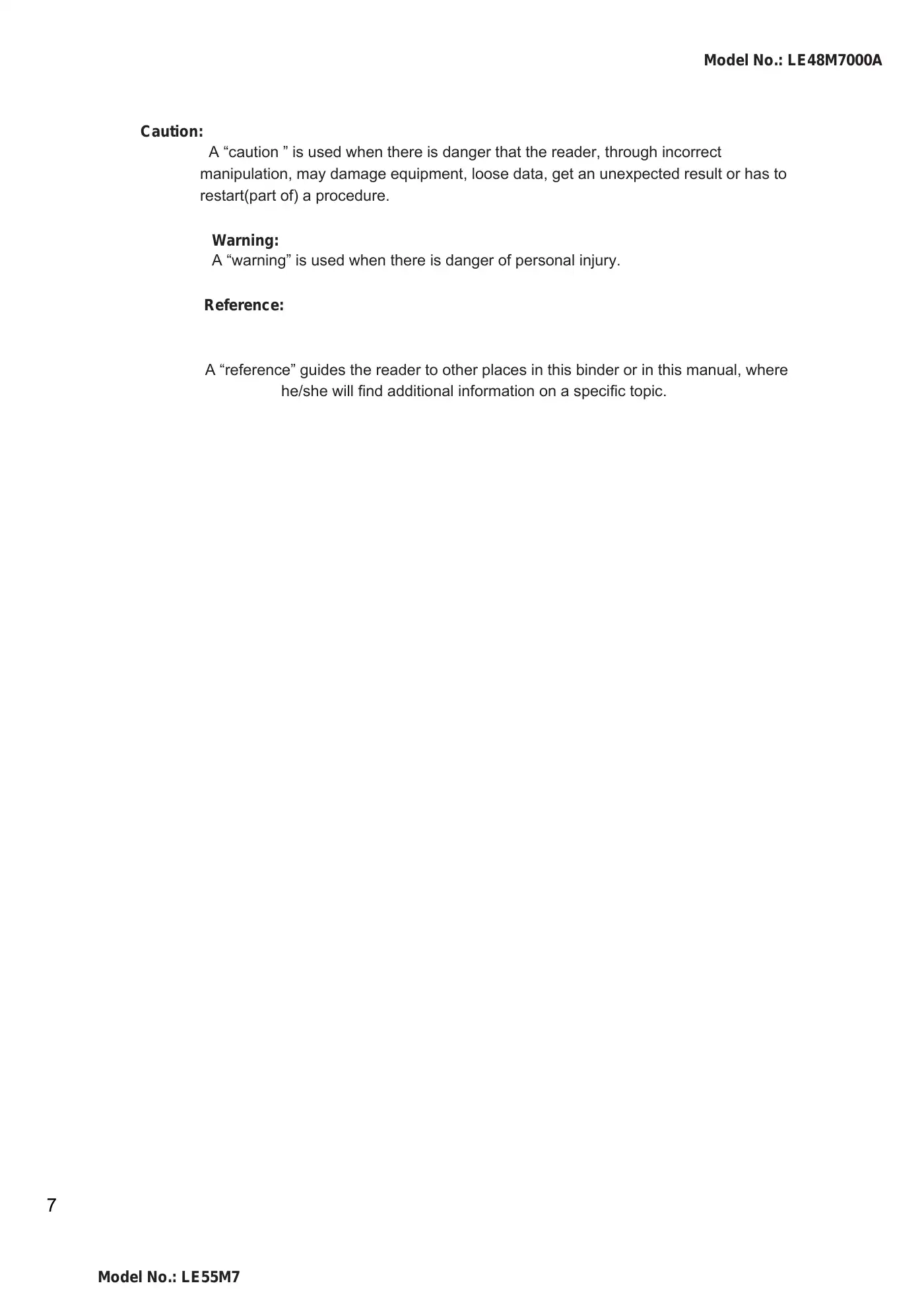Haier LE48M7000A Service Manual Manual pdf 8 page image