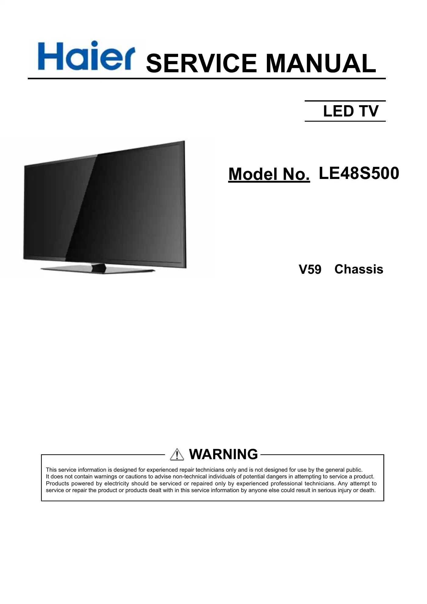 Haier LE48S500 Service Manual Manual pdf 1 page image
