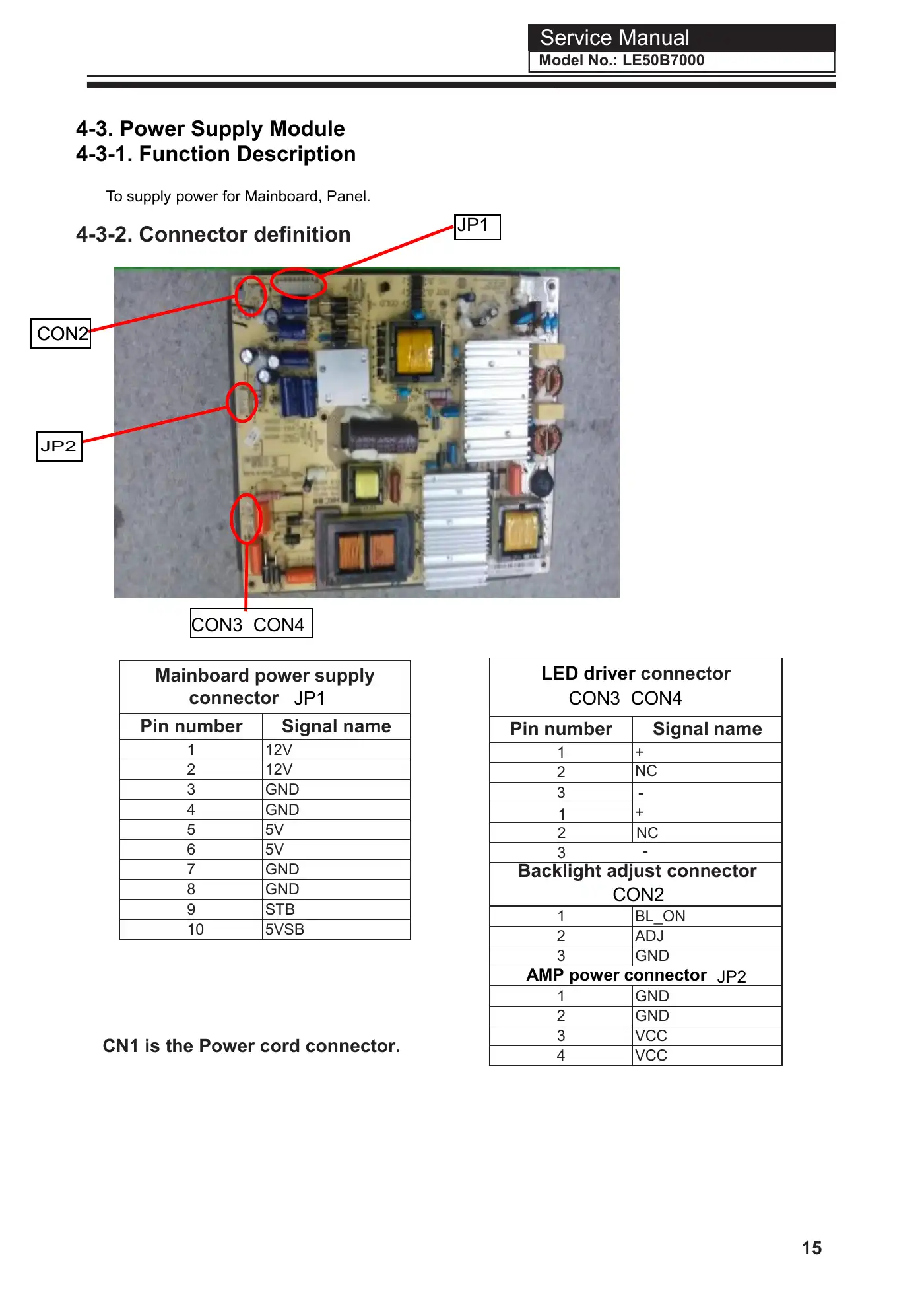 Haier LE50B7000 Service Manual Manual pdf 16 page image