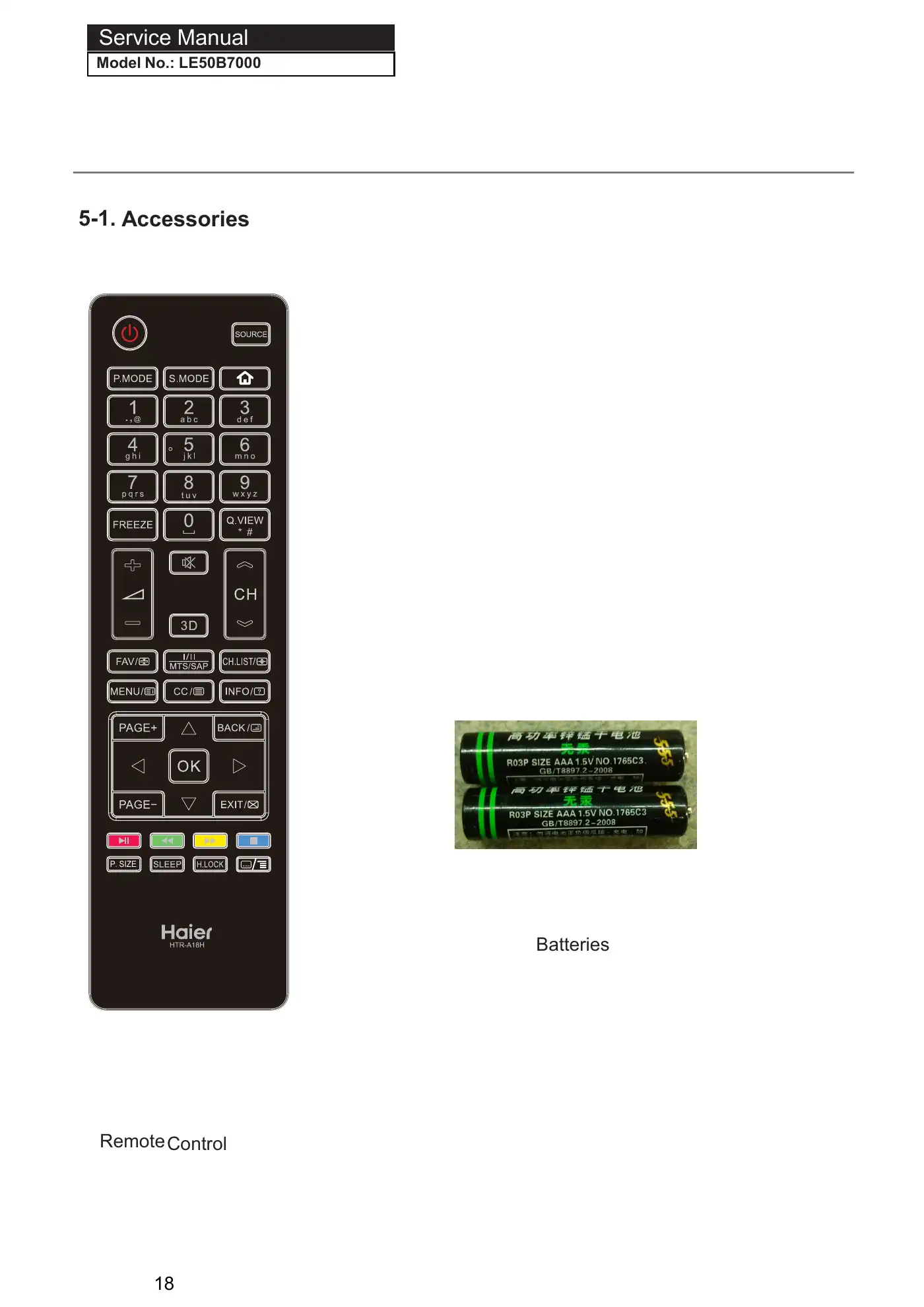 Haier LE50B7000 Service Manual Manual pdf 19 page image